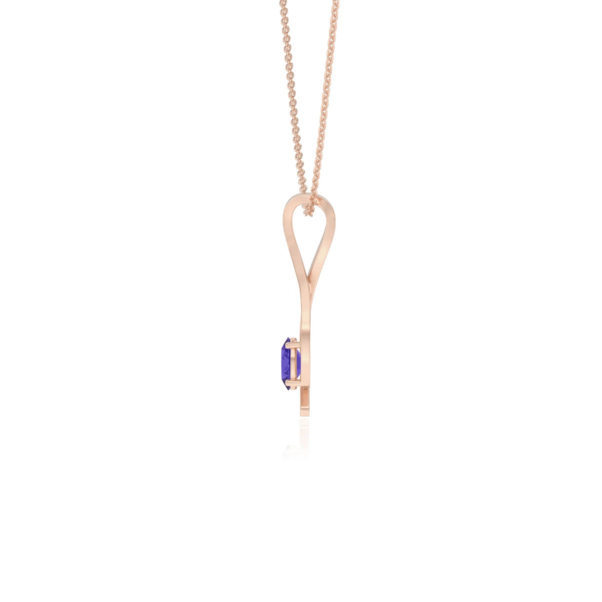 lab grown tanzanite oval solitaire necklaces in rose gold