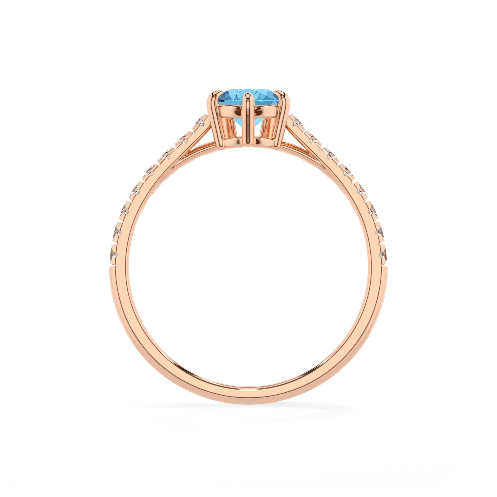 natural swiss-blue-topaz pear half eternity solitaire engagement rings in rose gold