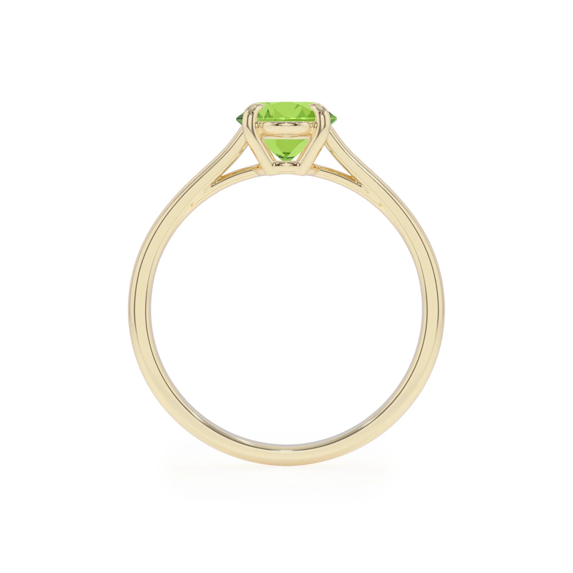natural peridot oval solitaire rings in yellow gold