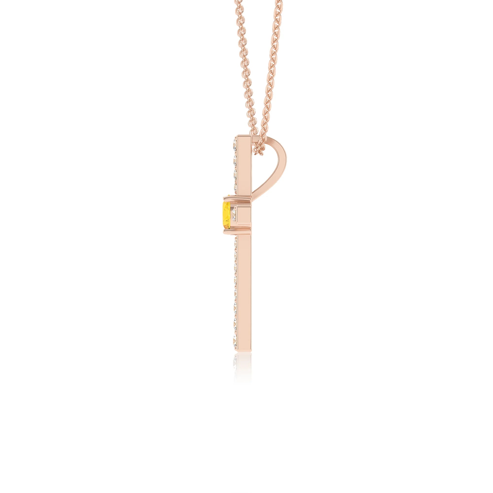 lab grown yellow-sapphire round infinity necklaces in rose gold