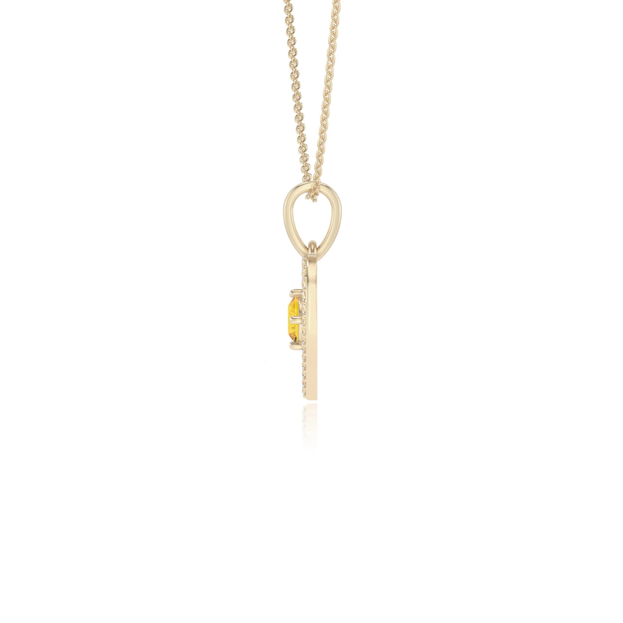 lab grown yellow-sapphire round infinity necklaces in yellow gold