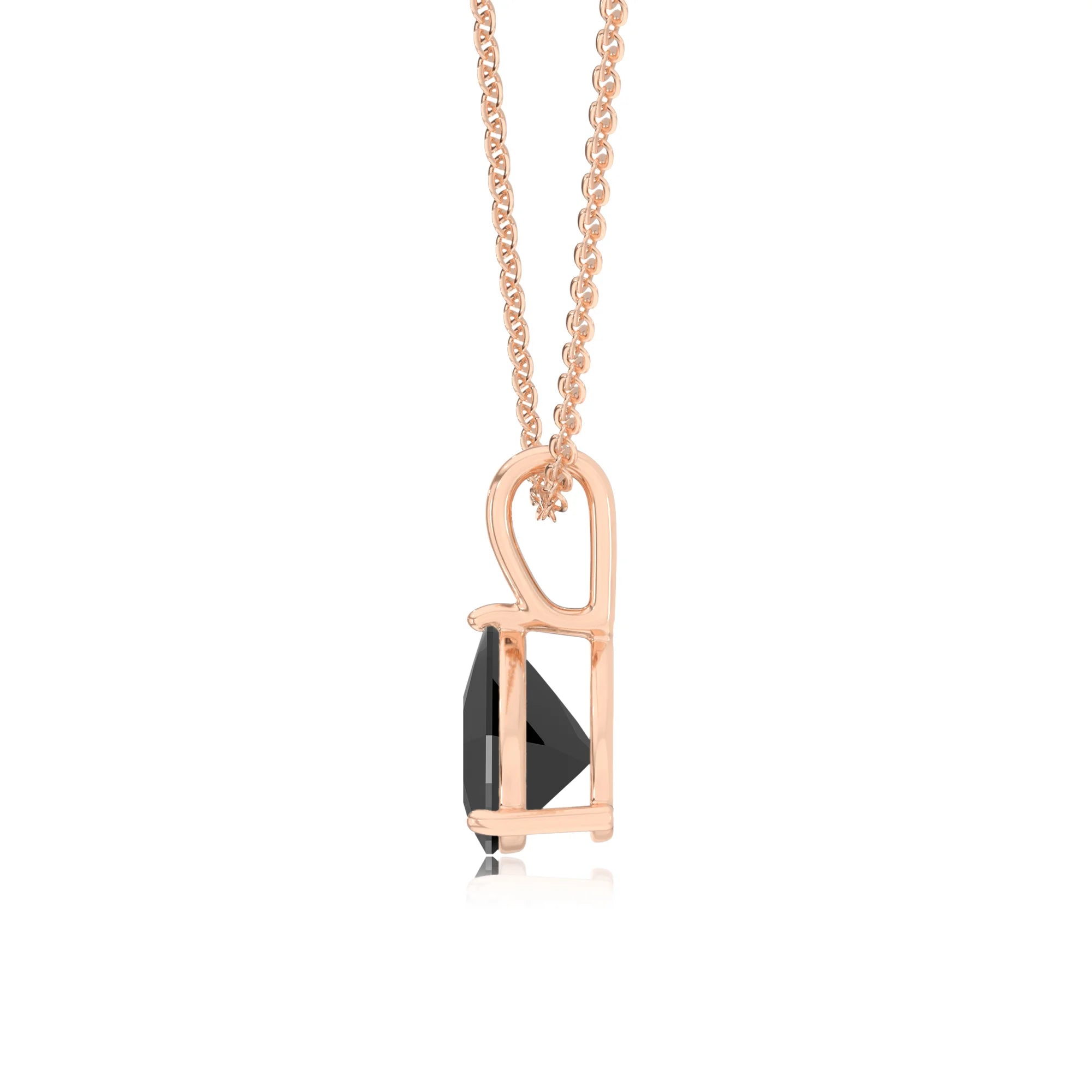 natural black-onyx trillion solitaire necklaces in rose gold