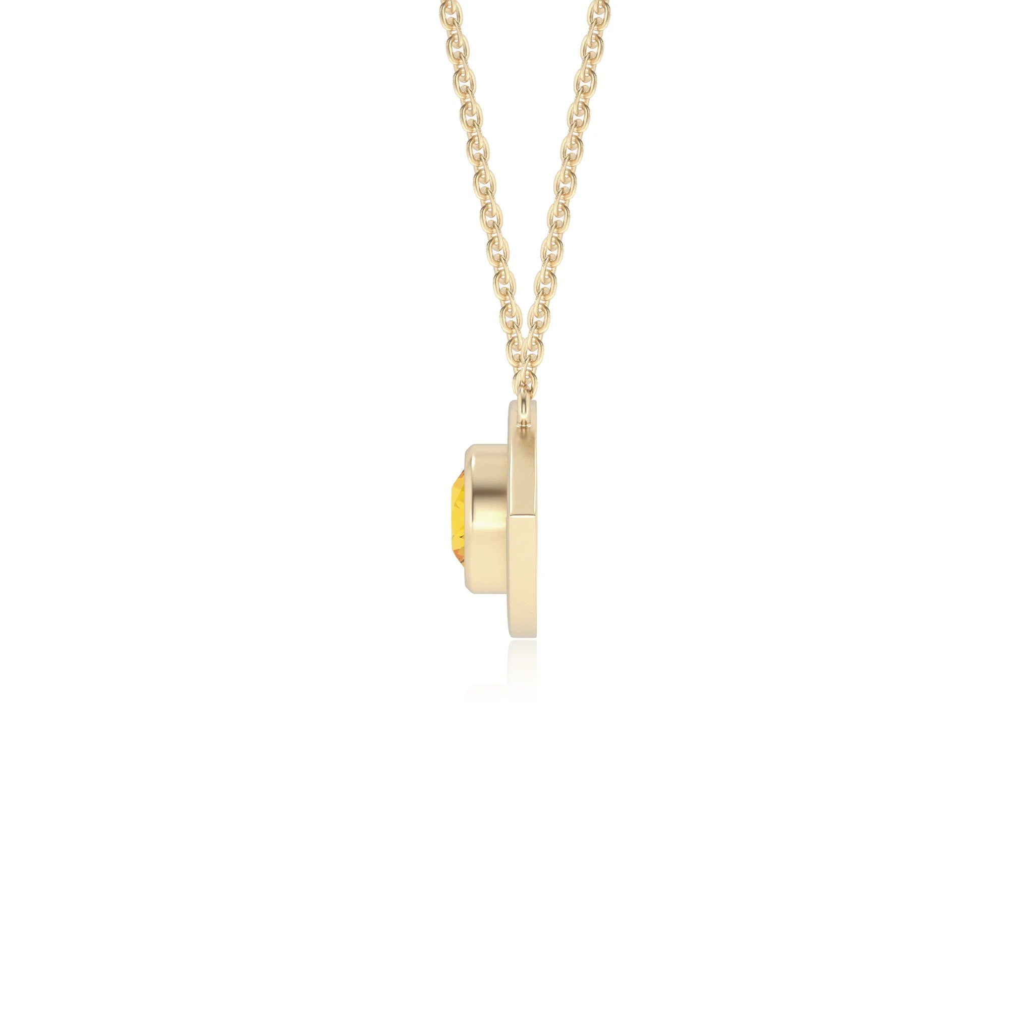 lab grown yellow-sapphire round solitaire necklaces in yellow gold