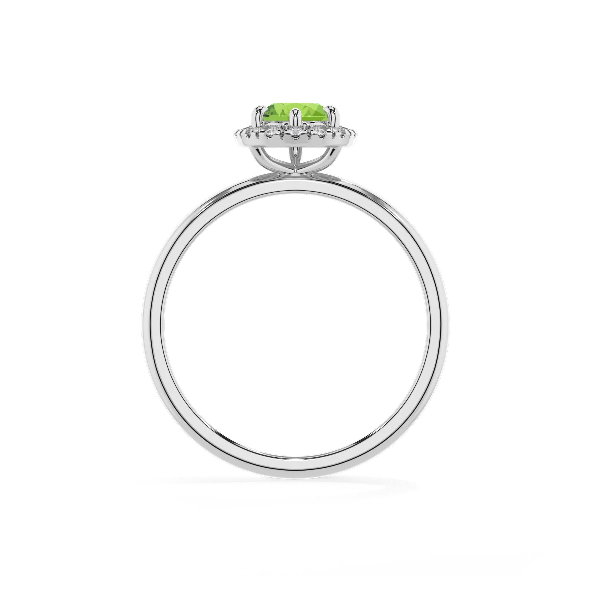 natural peridot pear solitaire rings in sterling silver
