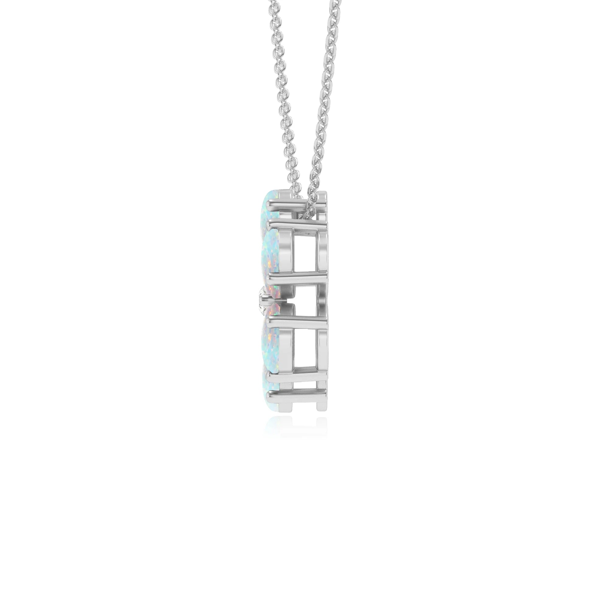 lab grown opal pear solitaire necklaces in white gold