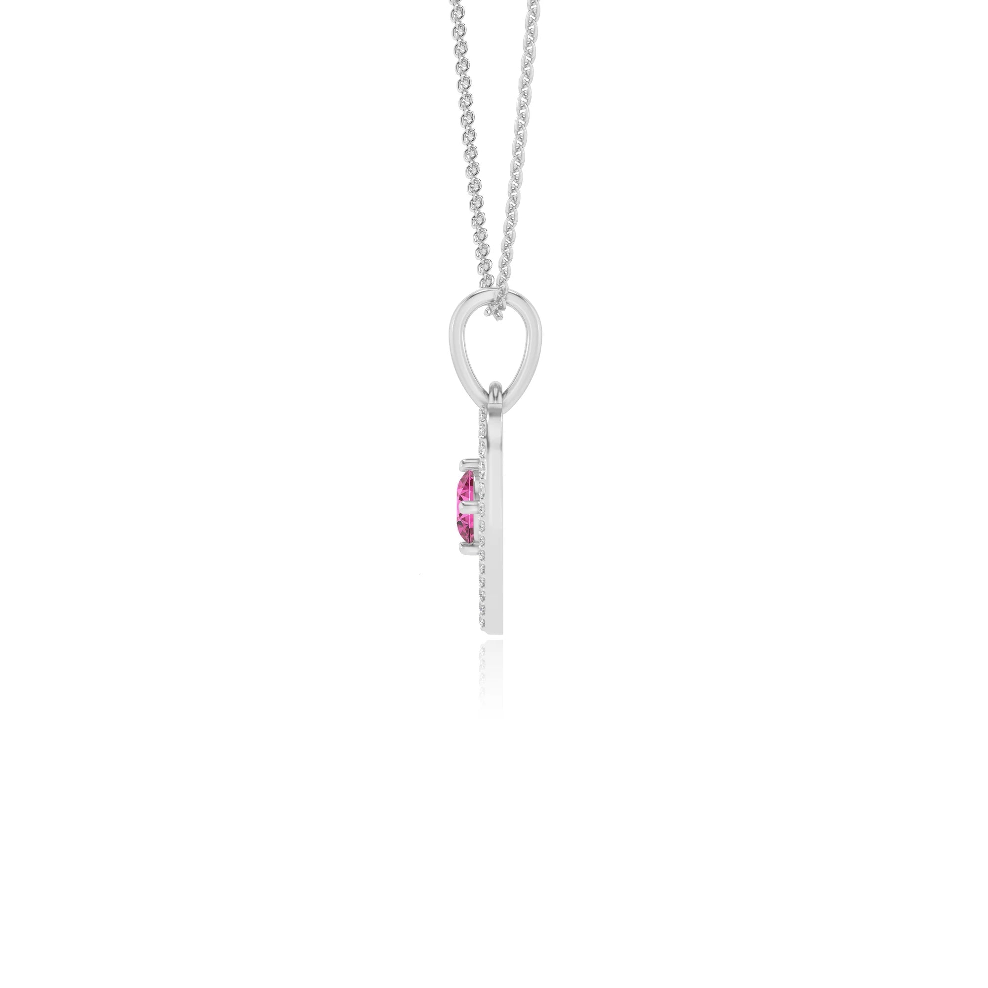 lab grown pink-sapphire round infinity necklaces in sterling silver