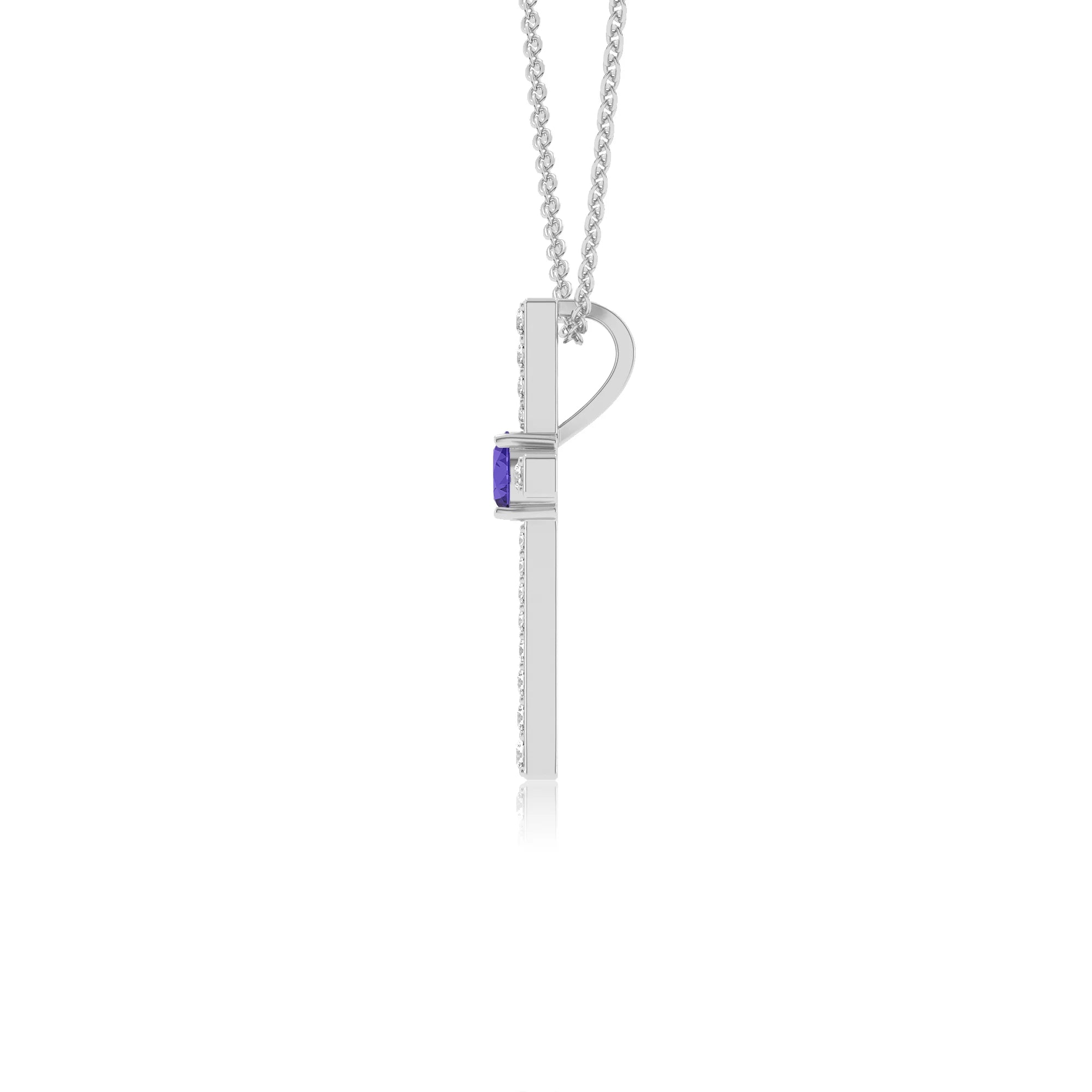 lab grown tanzanite round infinity necklaces in platinum