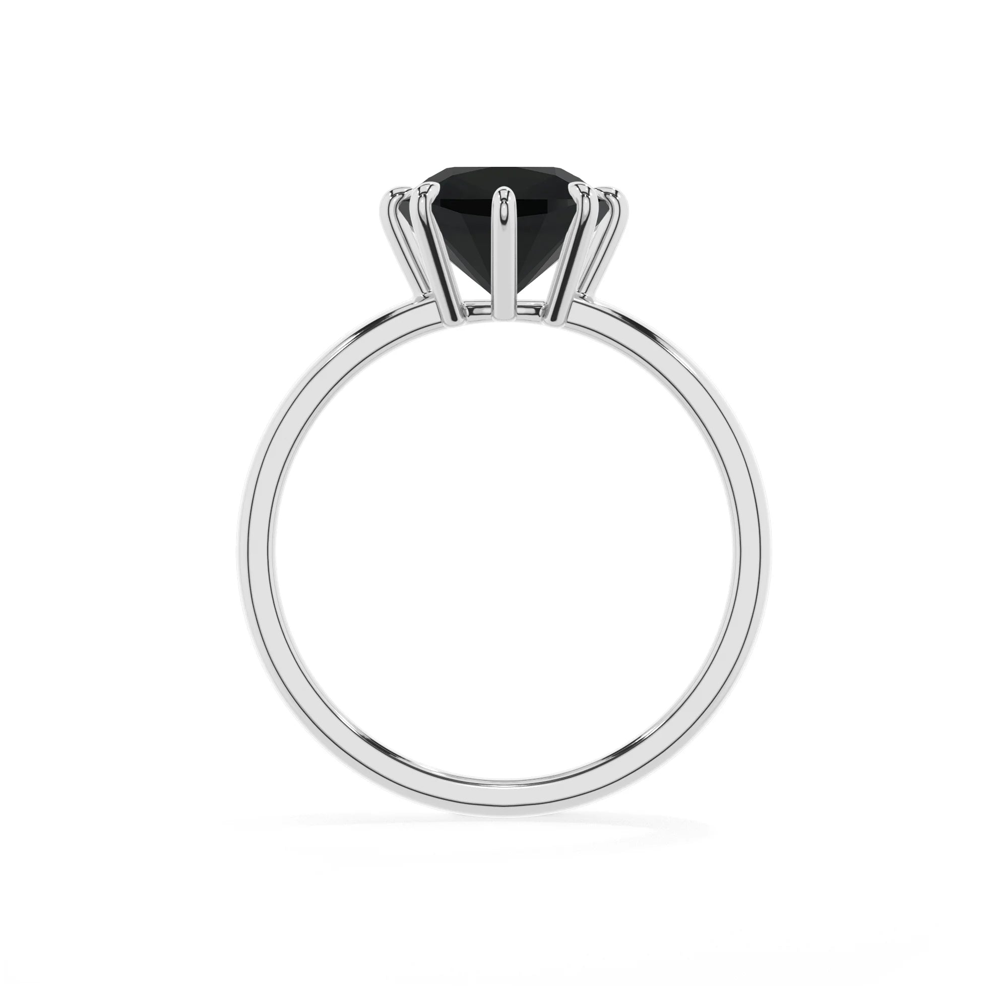 natural black-onyx cushion solitaire rings in sterling silver