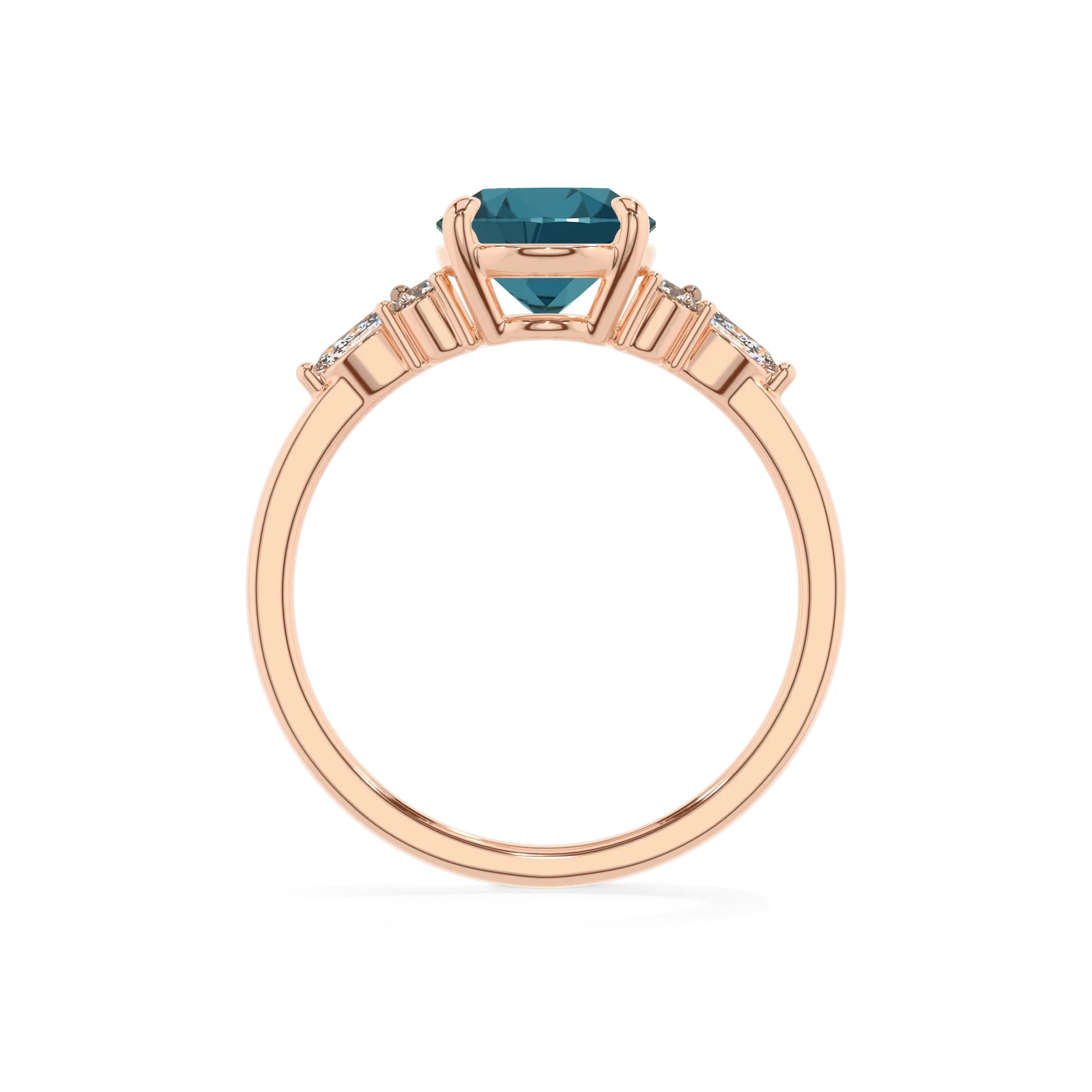 natural london-blue-topaz oval solitaire rings in rose gold
