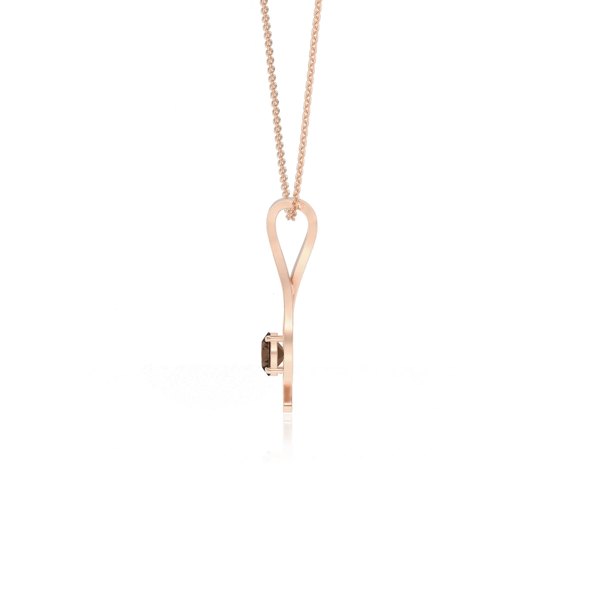 natural smoky-quartz round solitaire necklaces in rose gold