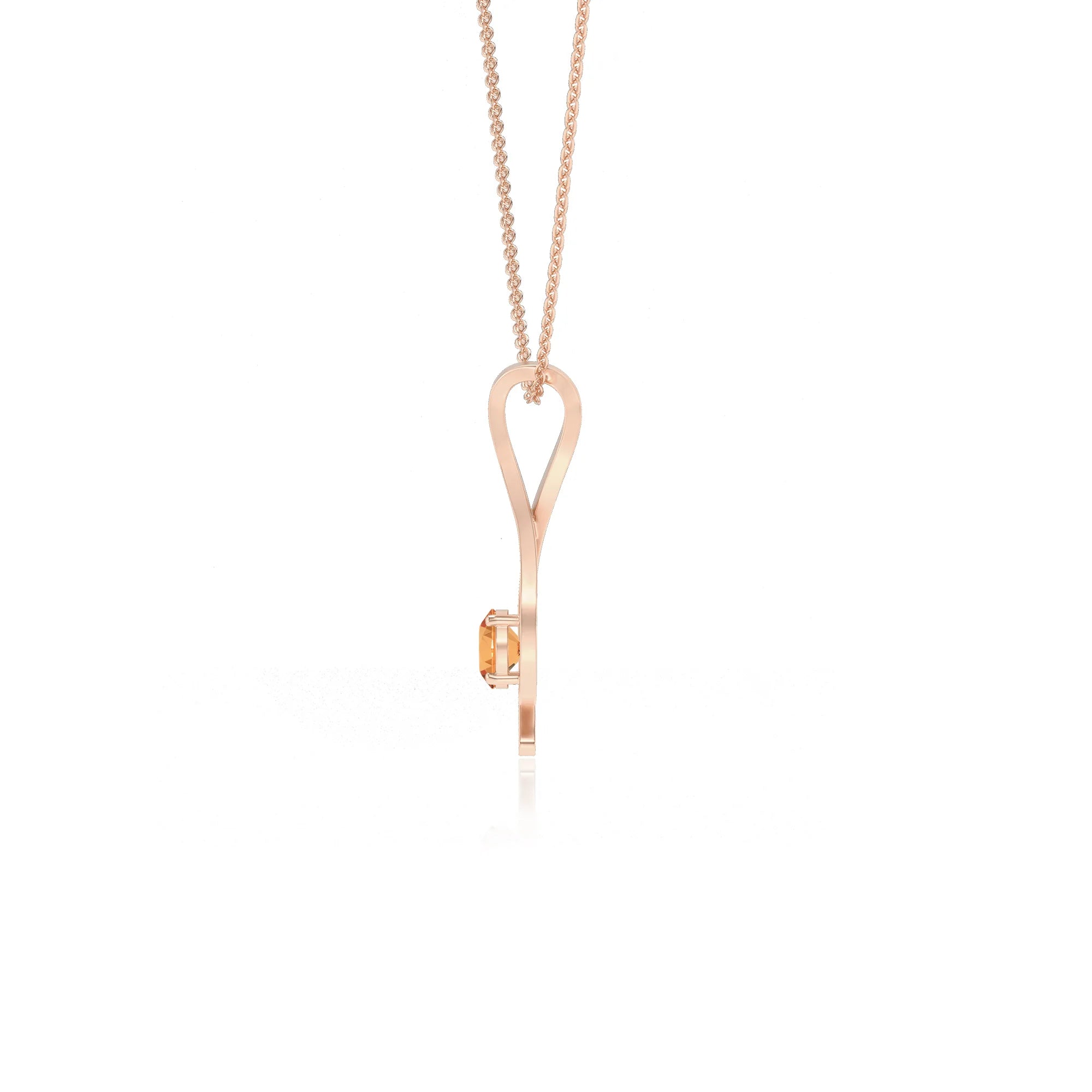 lab grown citrine round solitaire necklaces in rose gold