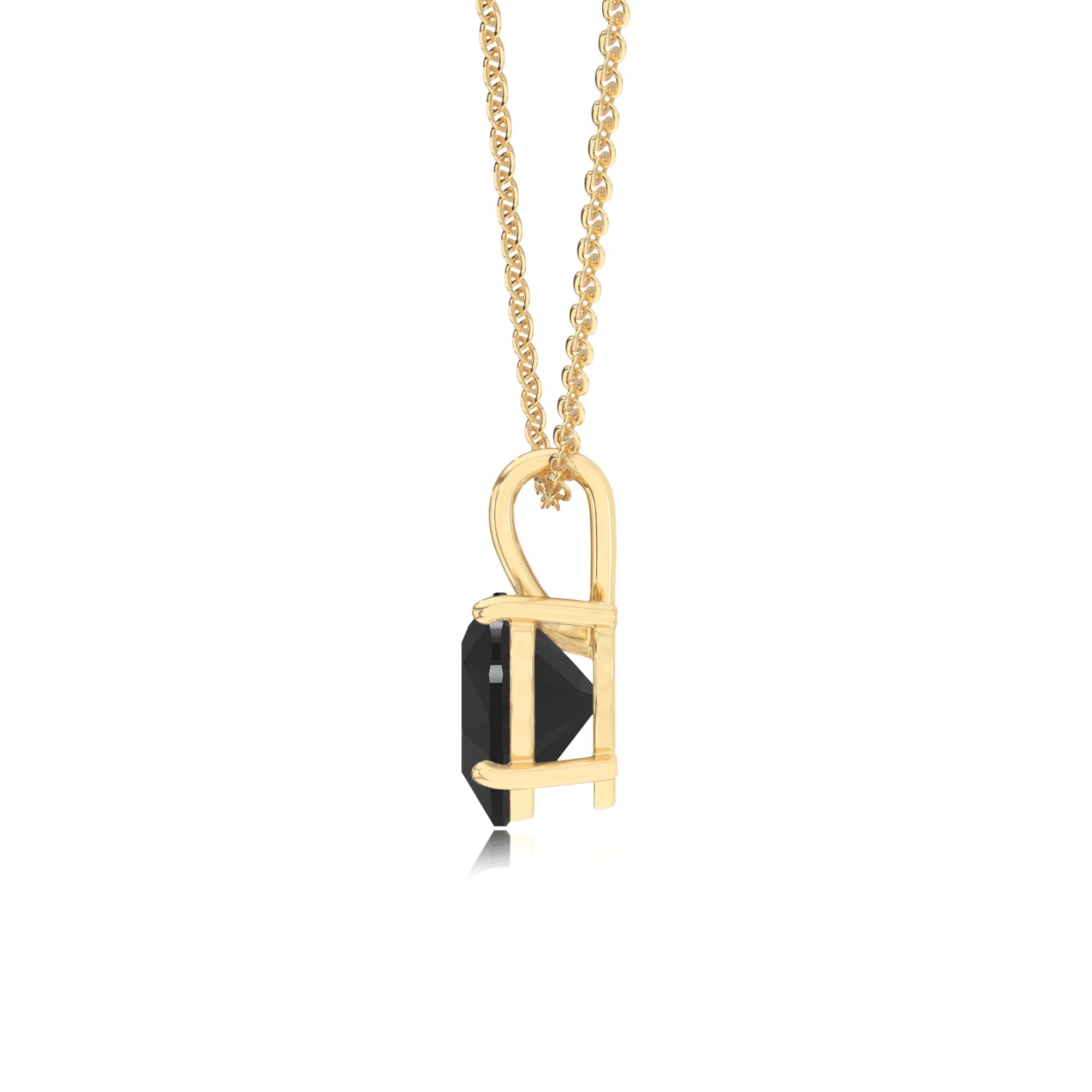 natural black-onyx heart solitaire necklaces in yellow gold