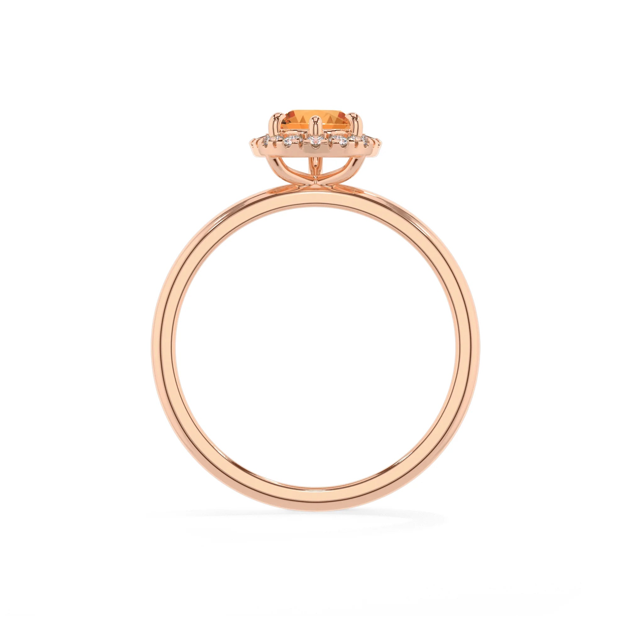 lab grown citrine pear solitaire rings in rose gold