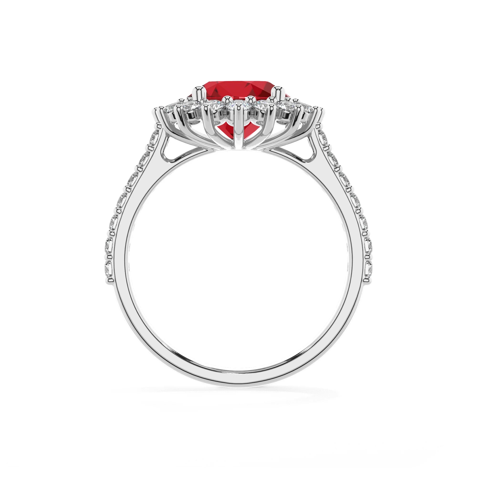 lab grown ruby round solitaire rings in sterling silver