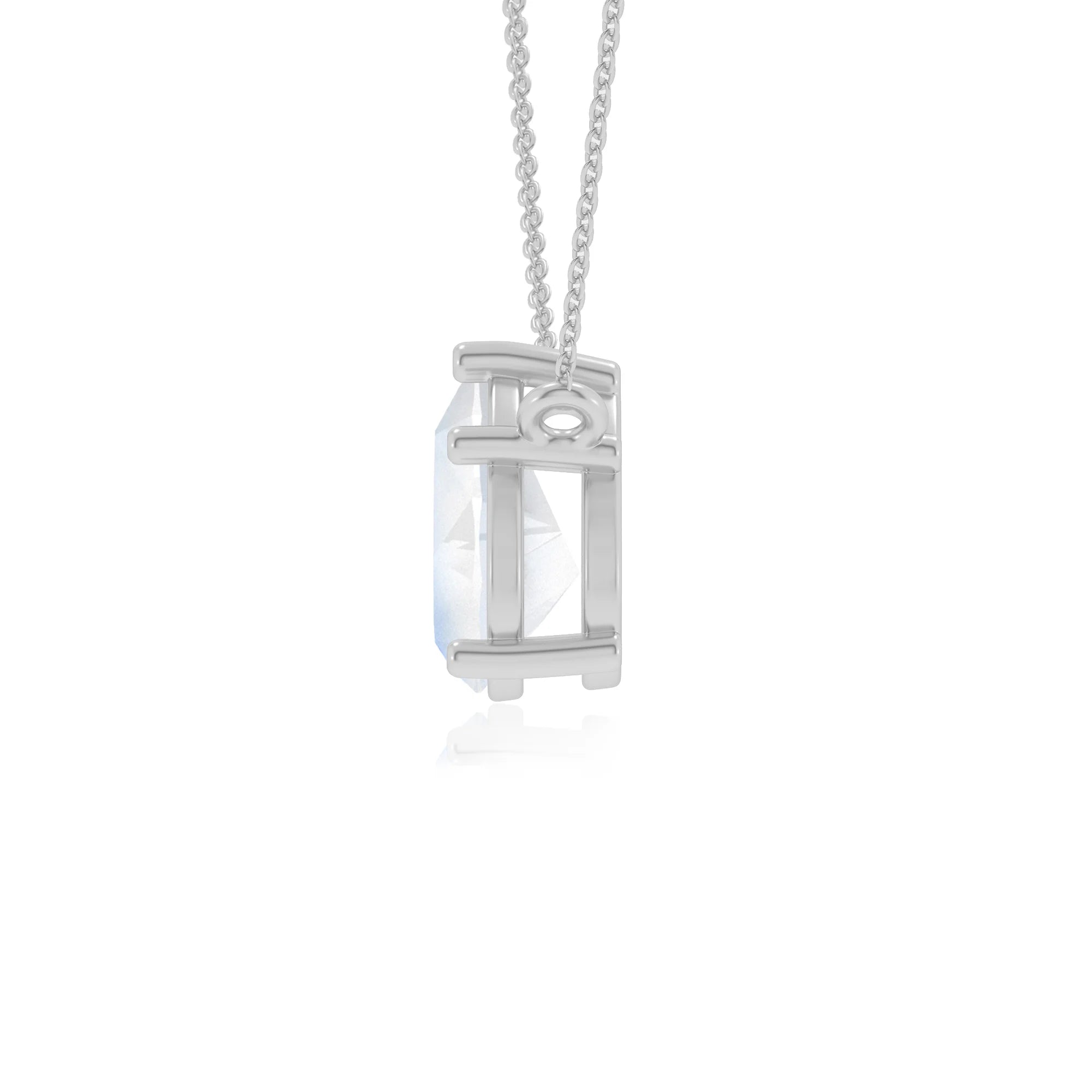 natural rainbow-moonstone pear solitaire necklaces in platinum