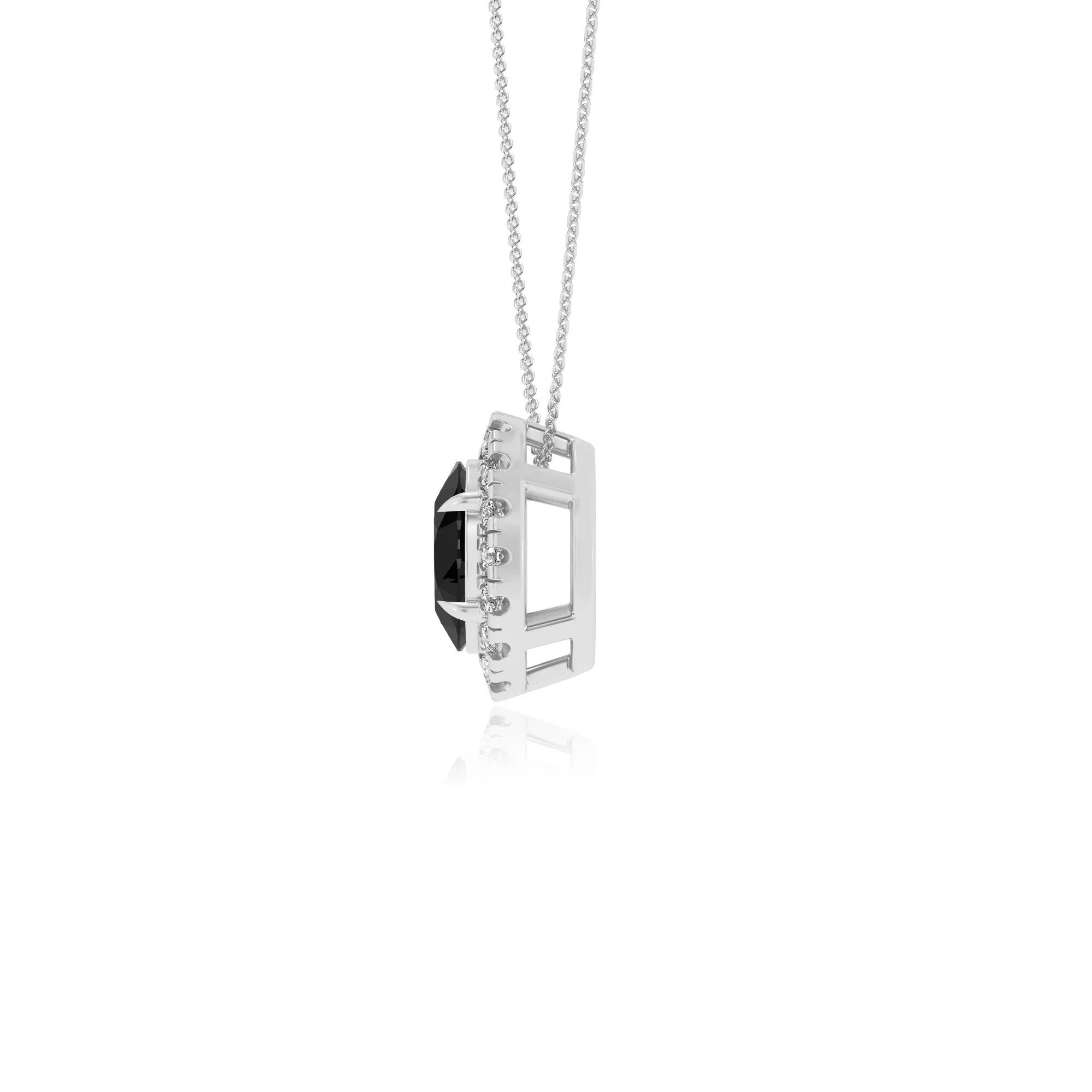 natural black onyx oval solitaire necklaces in white gold