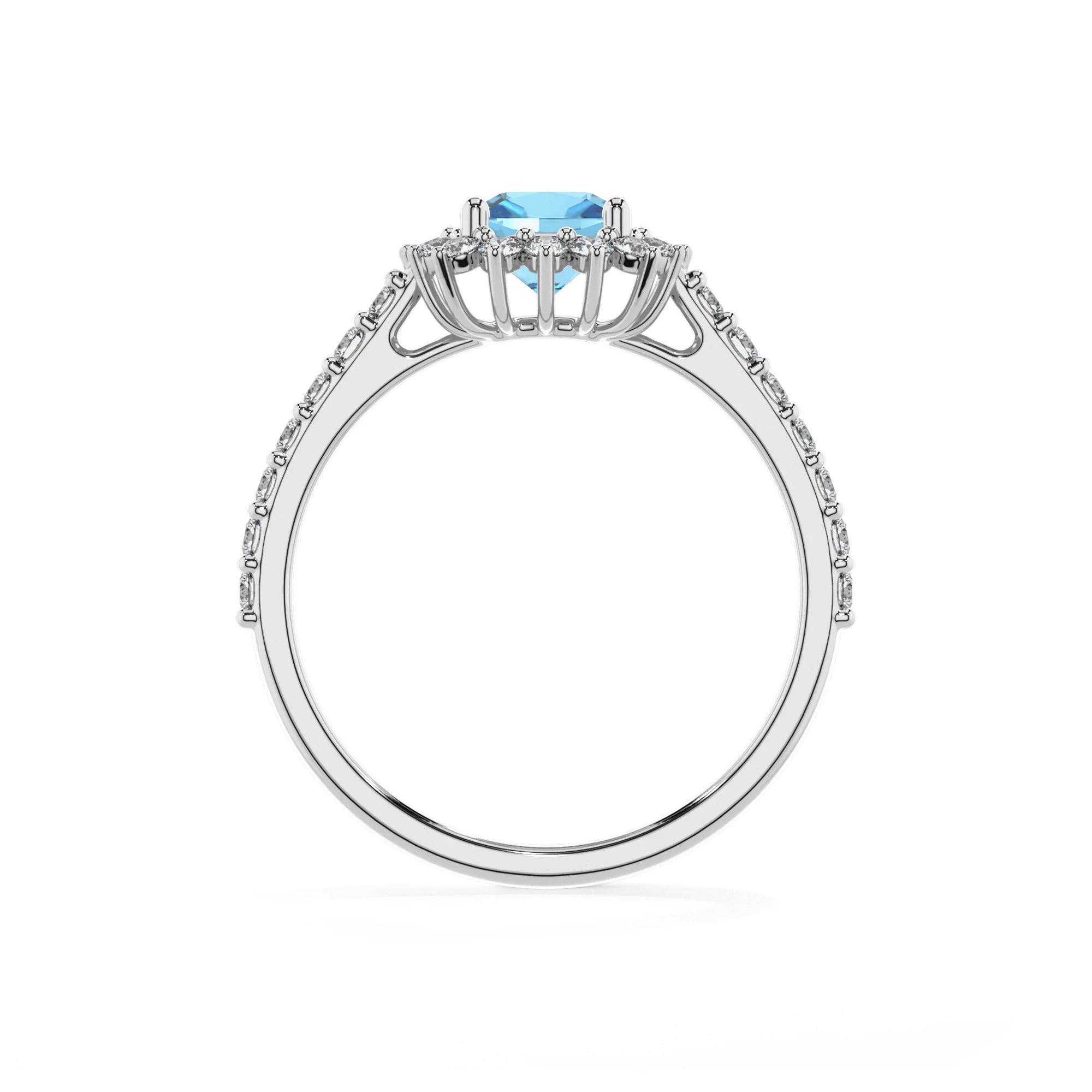 natural swiss-blue-topaz cushion solitaire rings in platinum