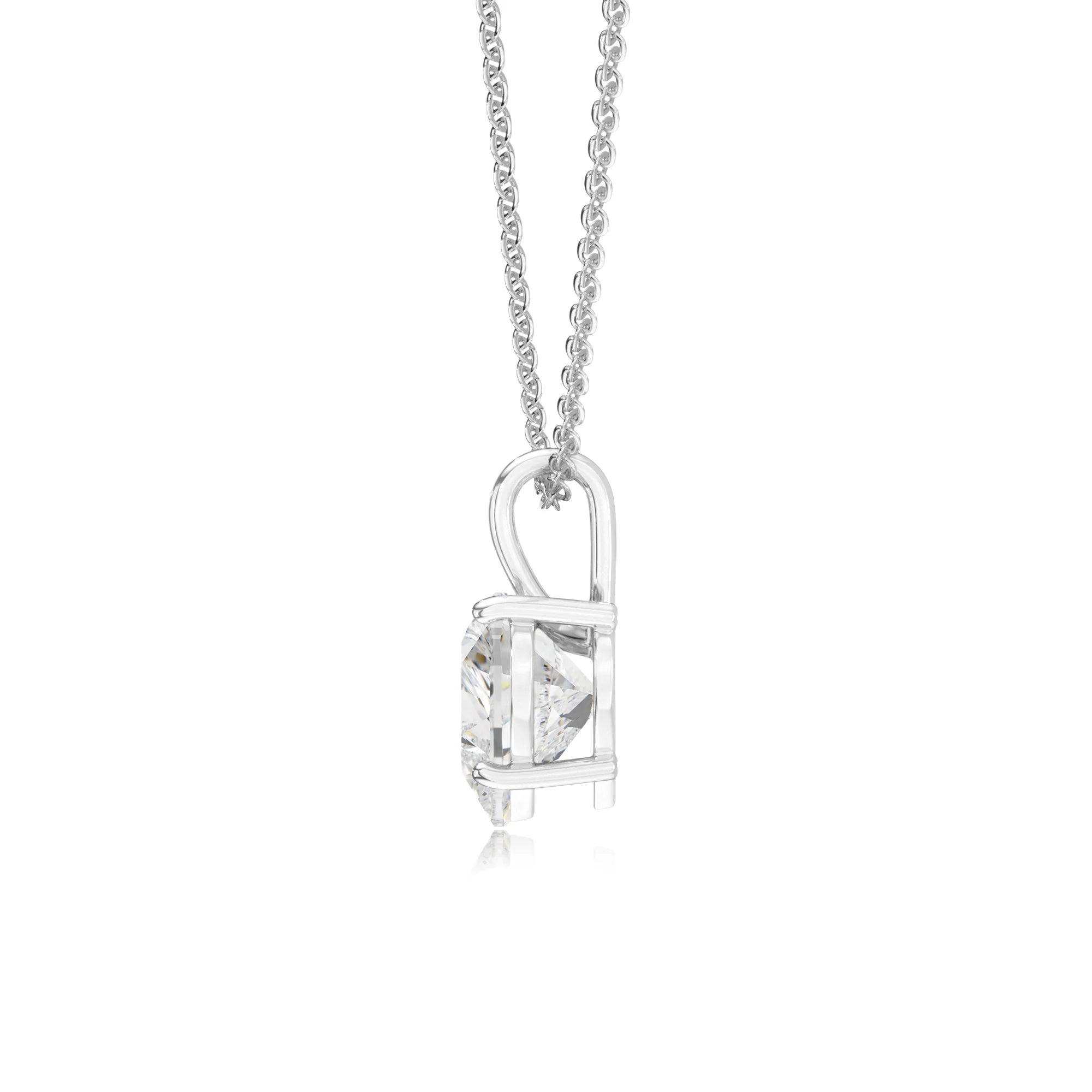 lab grown moissanite heart solitaire necklaces in white gold