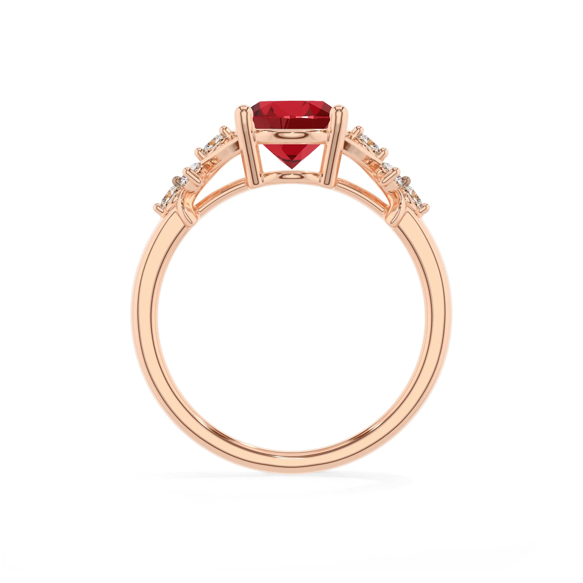 lab grown ruby oval solitaire rings in rose gold