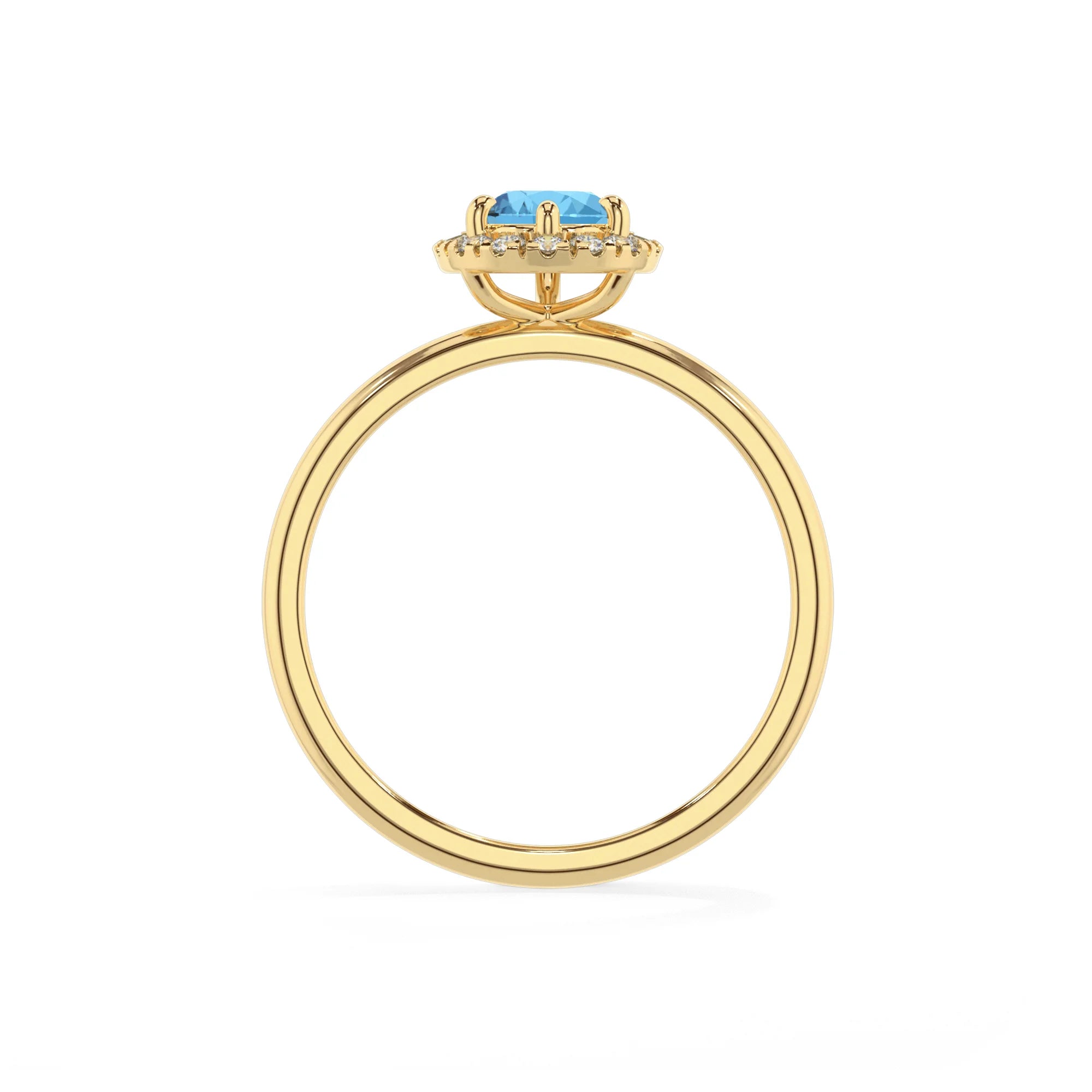 natural swiss-blue-topaz pear solitaire rings in yellow gold