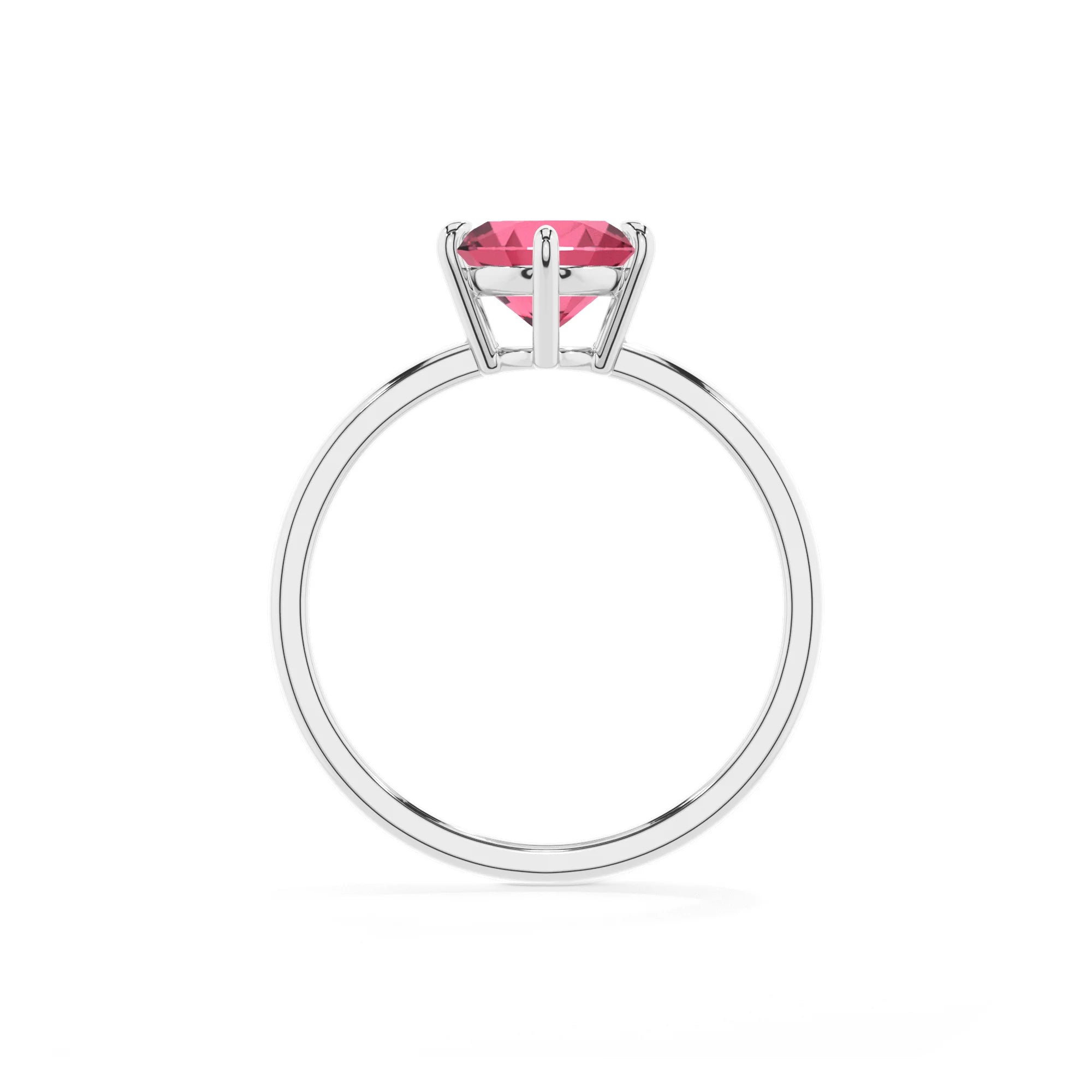 lab grown pink-tourmaline oval solitaire rings in white gold