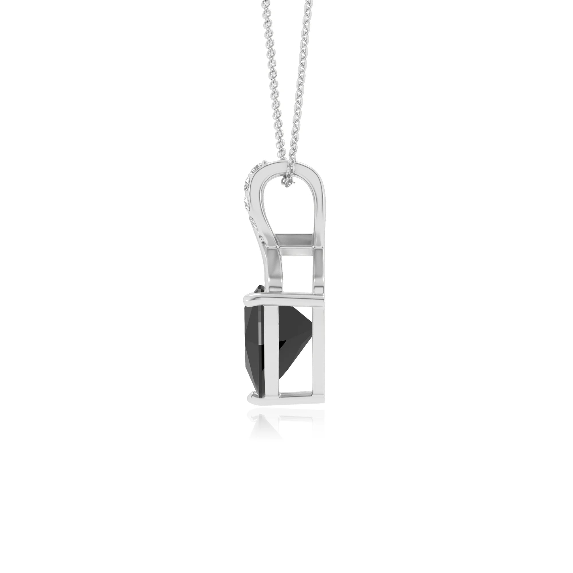 natural black-onyx trillion solitaire necklaces in platinum