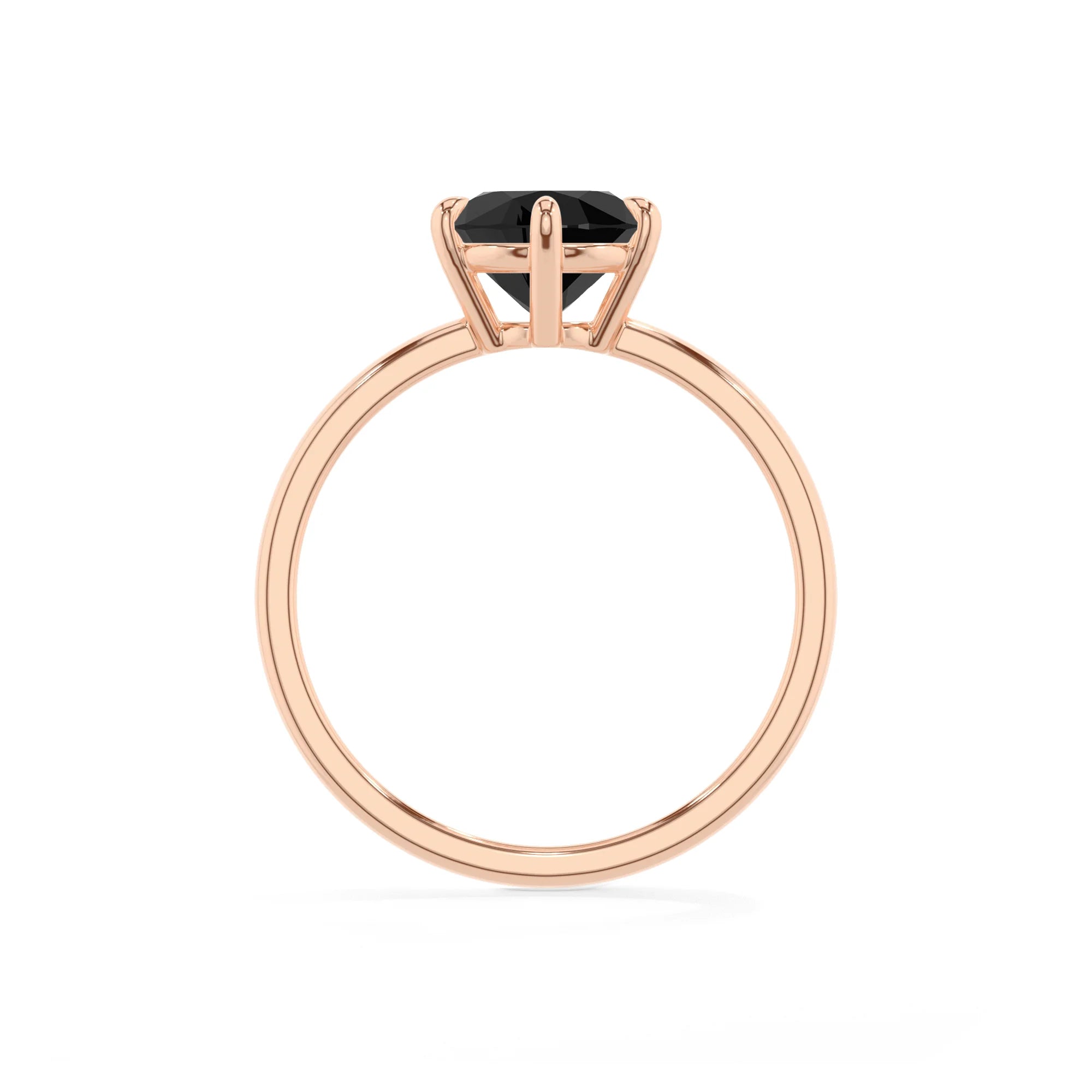 natural black-onyx round solitaire rings in rose gold