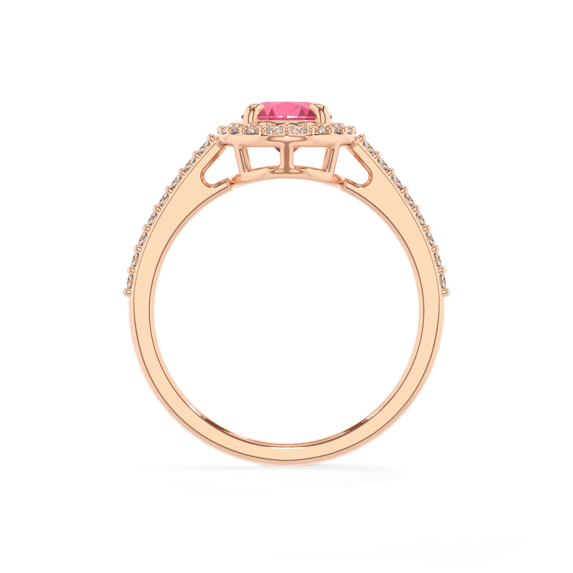 lab grown pink-tourmaline oval solitaire rings in rose gold