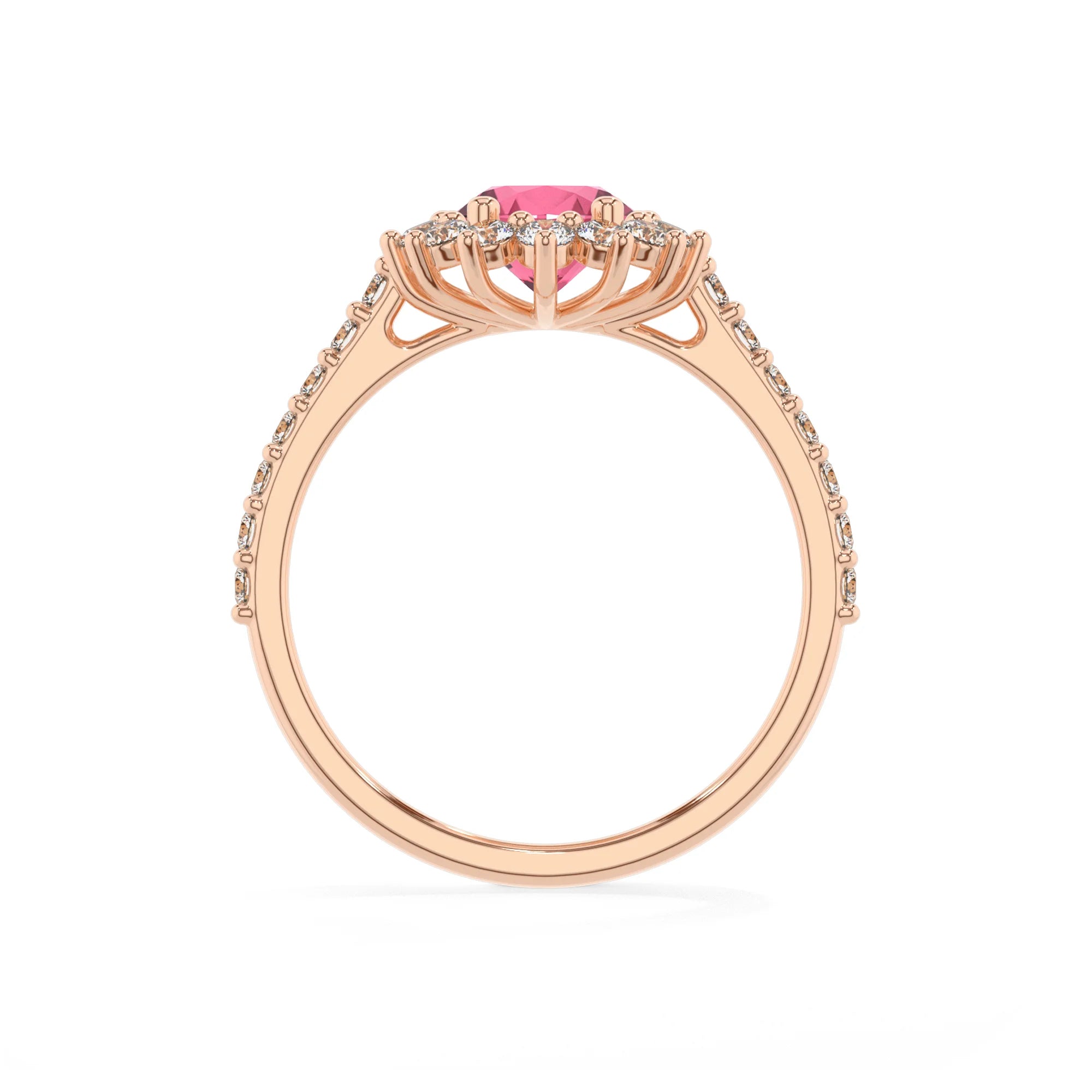 lab grown pink-tourmaline oval solitaire rings in rose gold