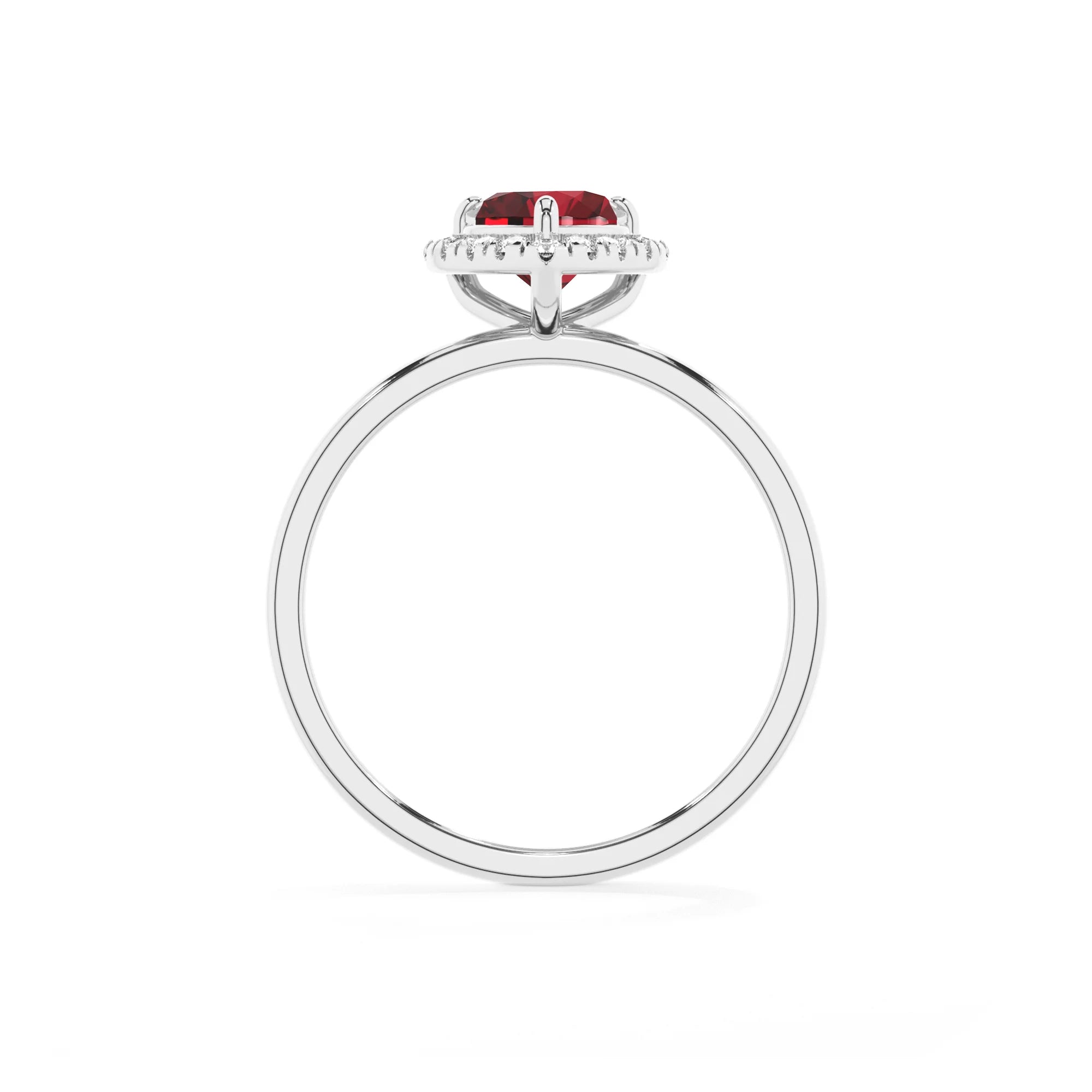 lab grown ruby heart solitaire rings in sterling silver