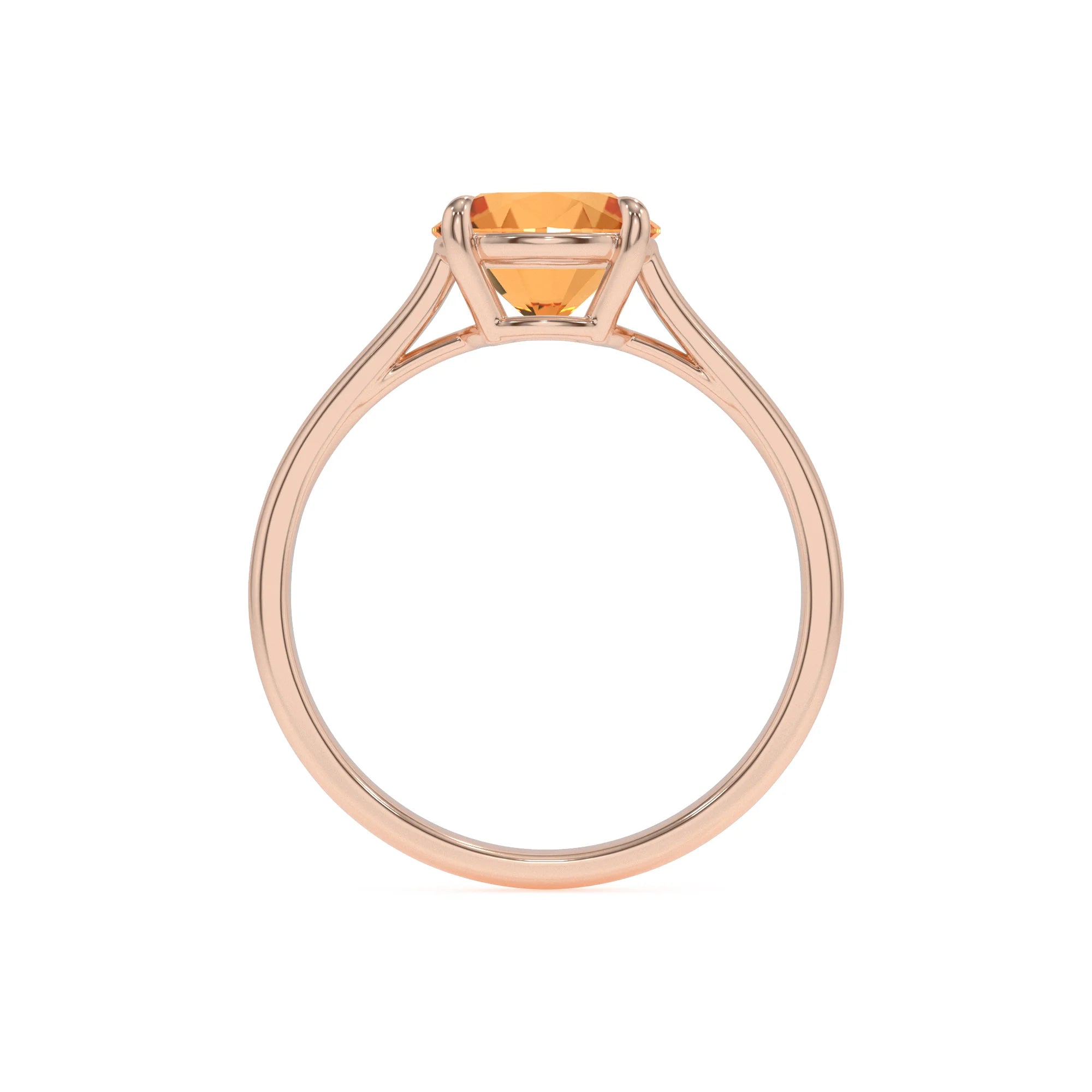 lab grown citrine round solitaire rings in rose gold