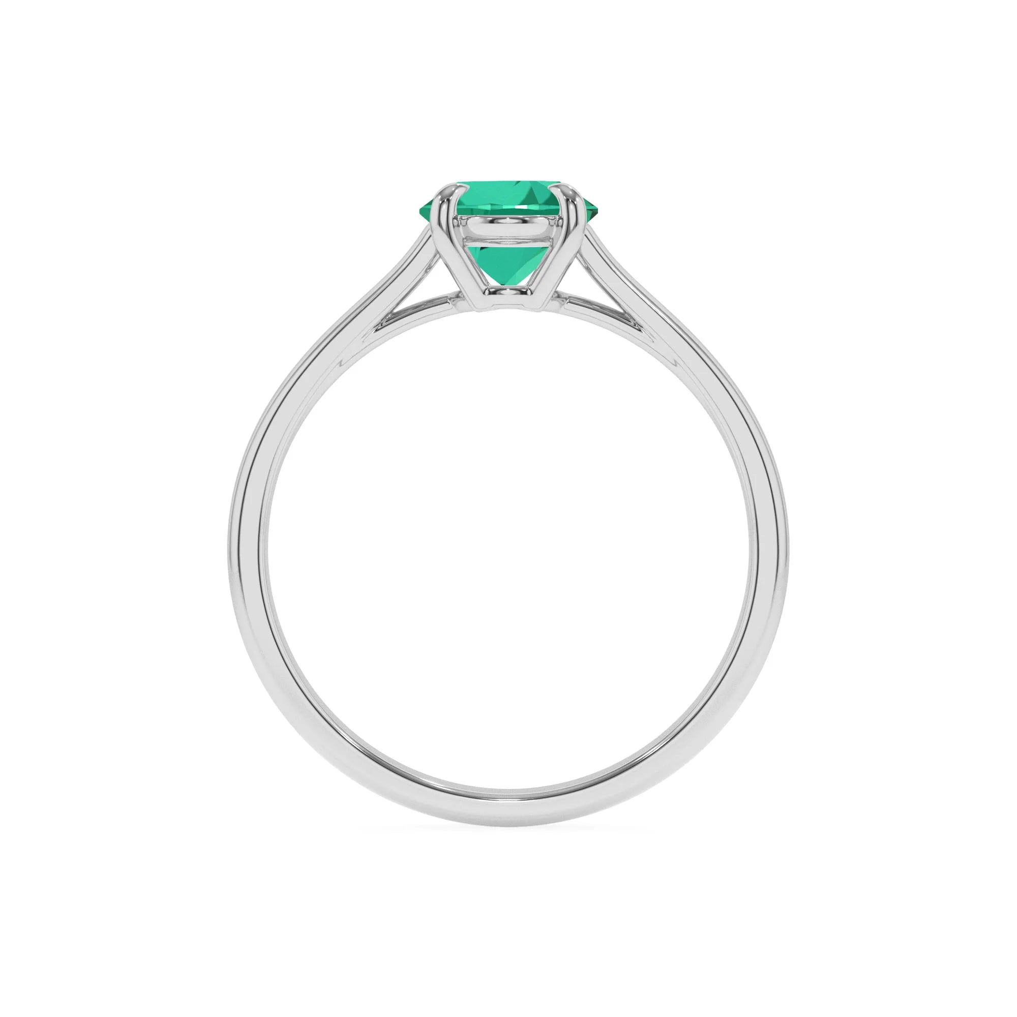 lab grown emerald oval solitaire rings in sterling silver