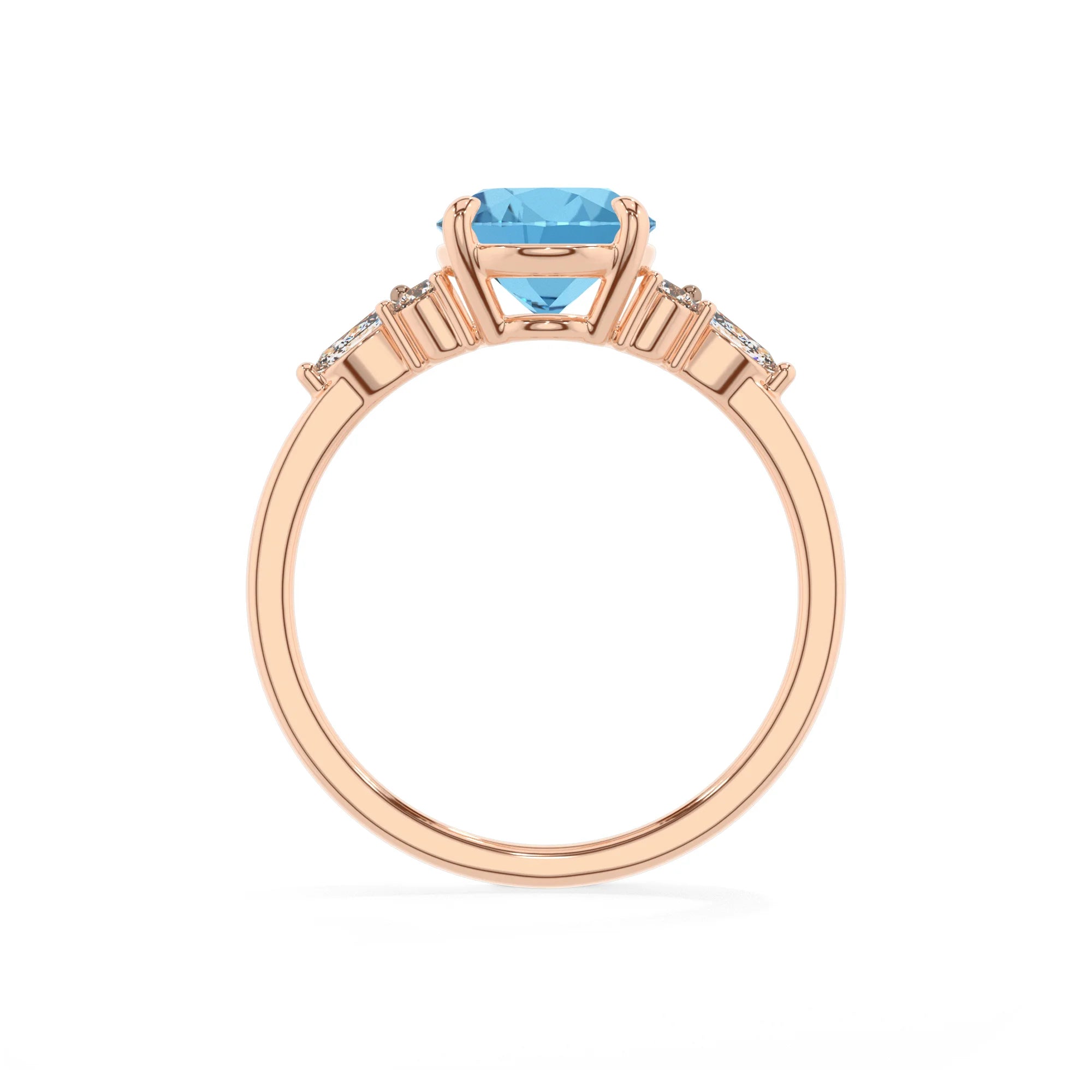 natural swiss-blue-topaz oval solitaire rings in rose gold