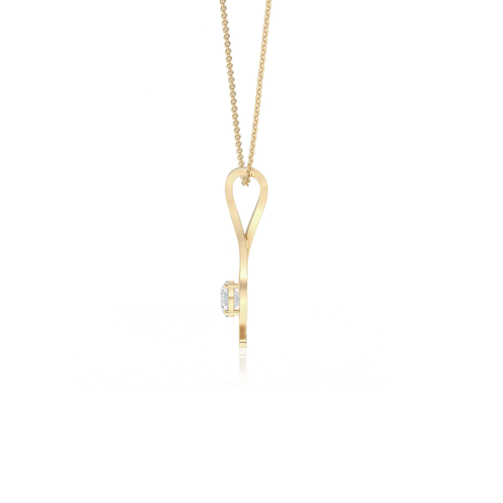 lab grown moissanite round solitaire necklaces in yellow gold
