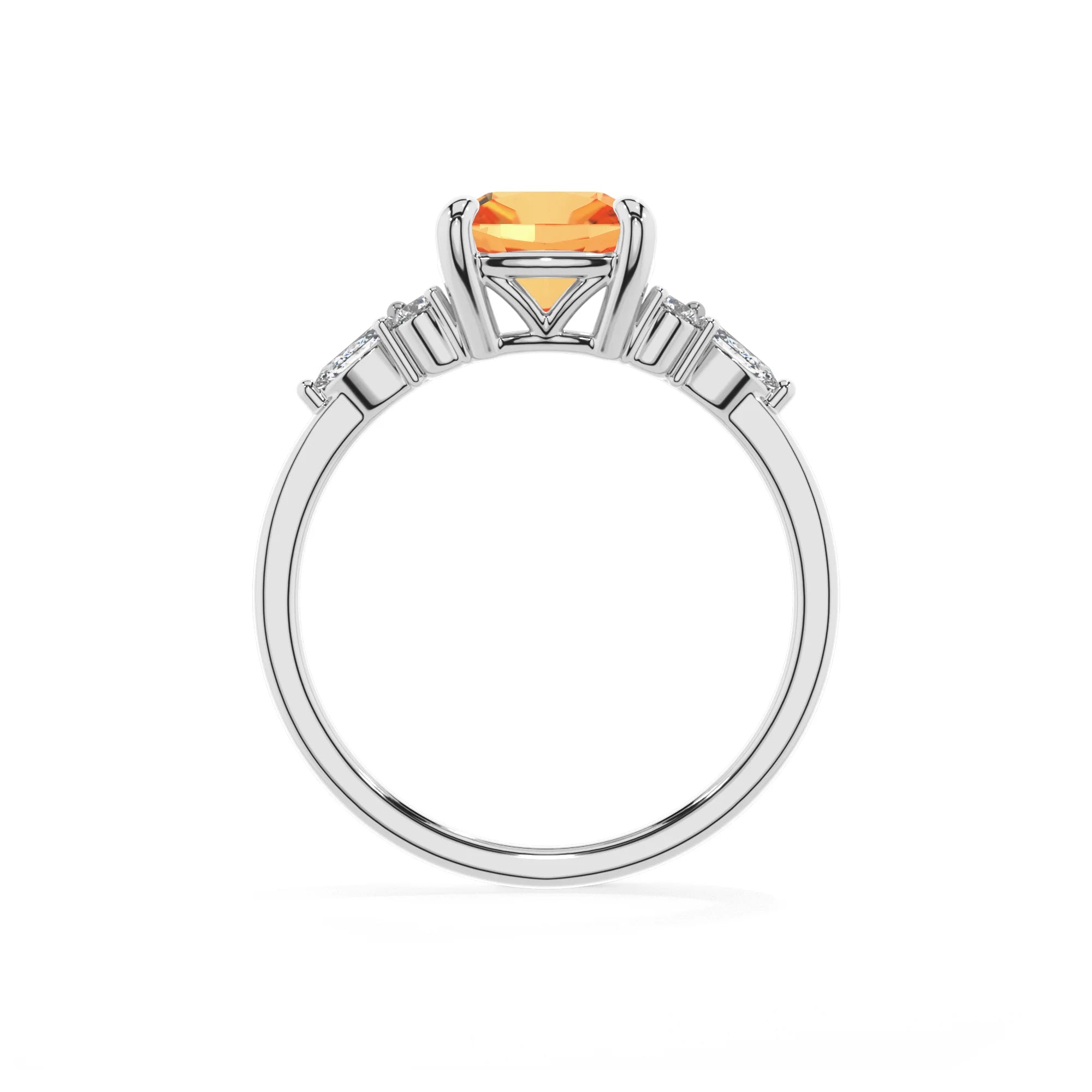 lab grown citrine cushion solitaire rings in sterling silver