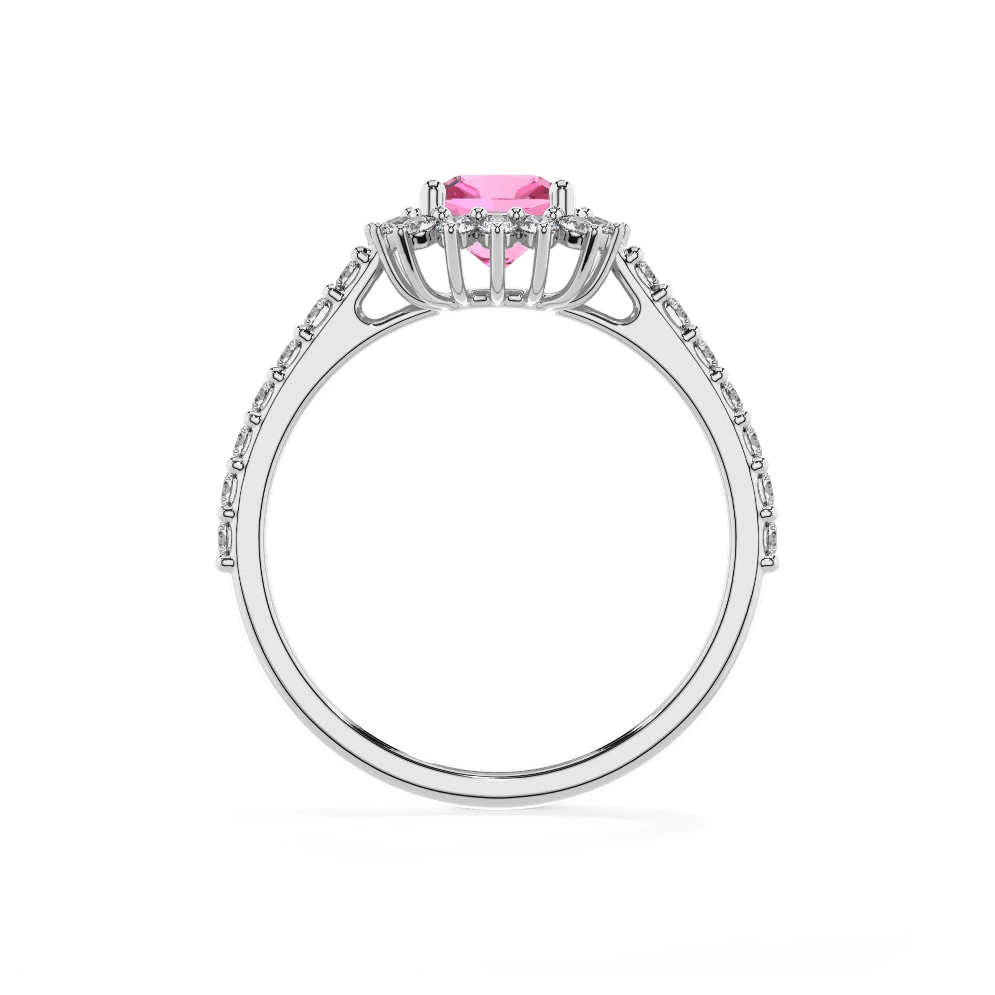 lab grown pink-sapphire cushion solitaire rings in sterling silver