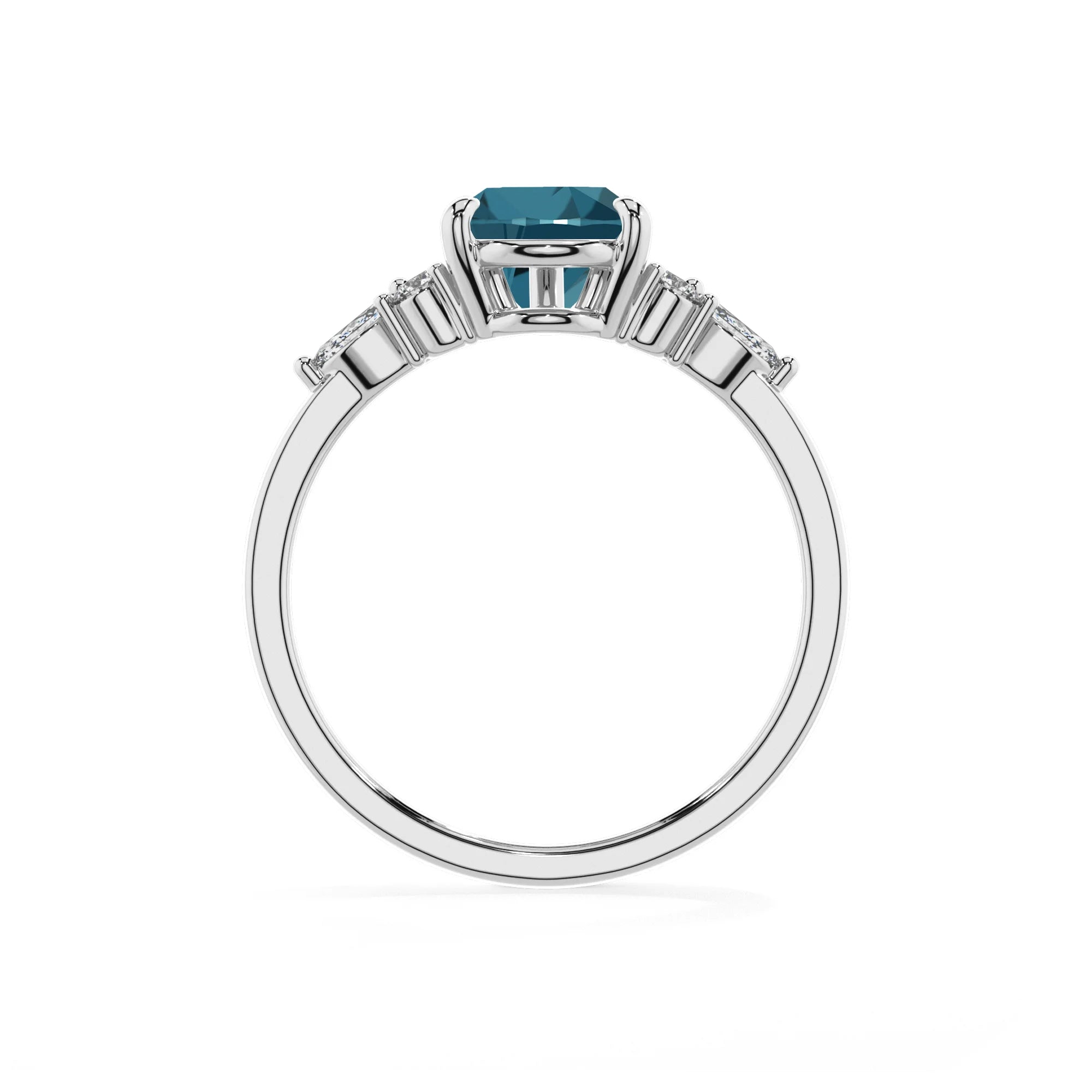 natural london-blue-topaz pear solitaire rings in white gold
