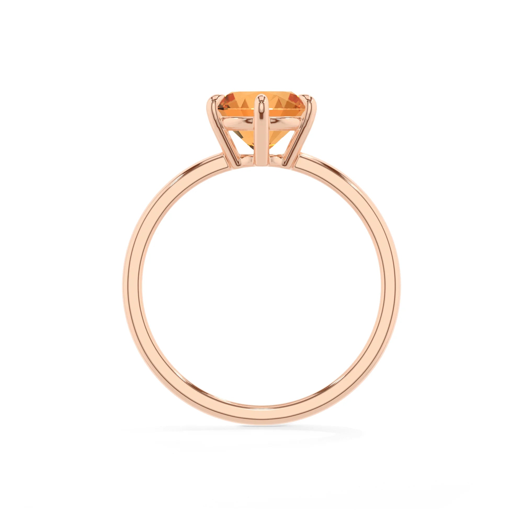 lab grown citrine round solitaire rings in rose gold
