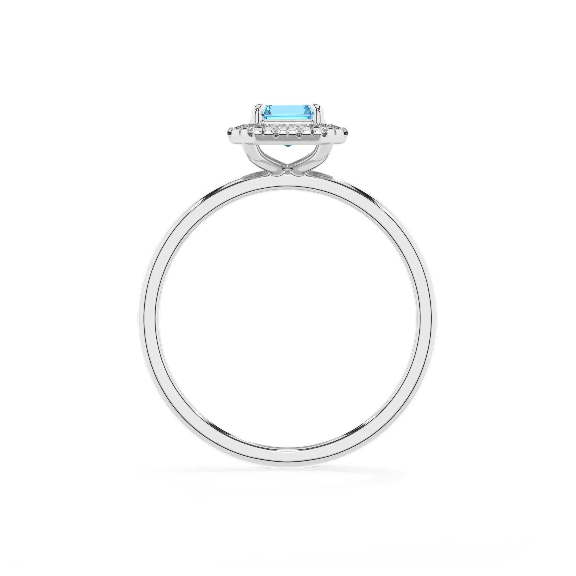 natural swiss-blue-topaz emerald cut solitaire rings in white gold