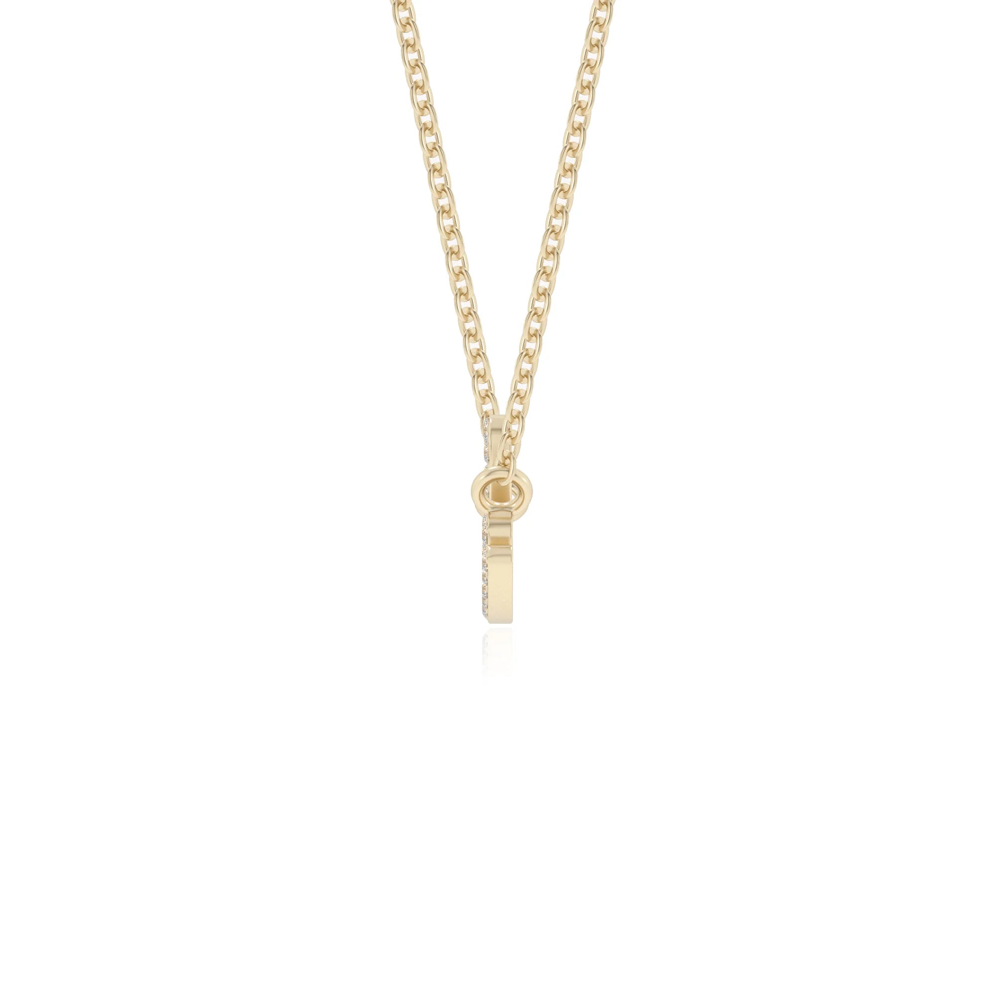 lab grown moissanite round infinity necklaces in yellow gold