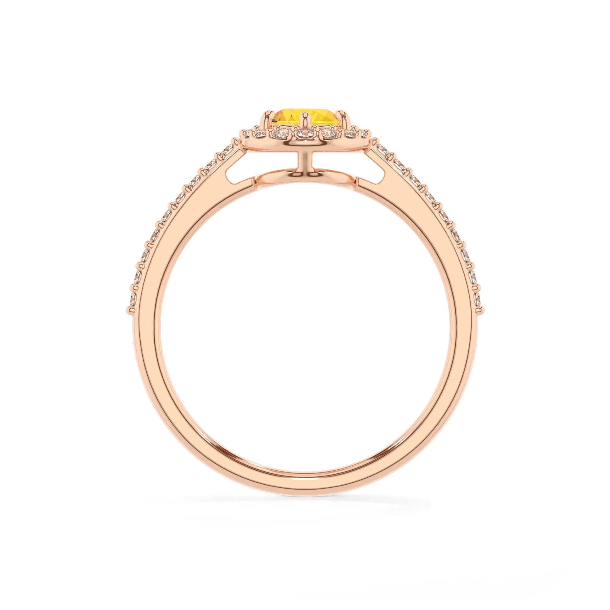 lab grown yellow-sapphire pear solitaire rings in rose gold