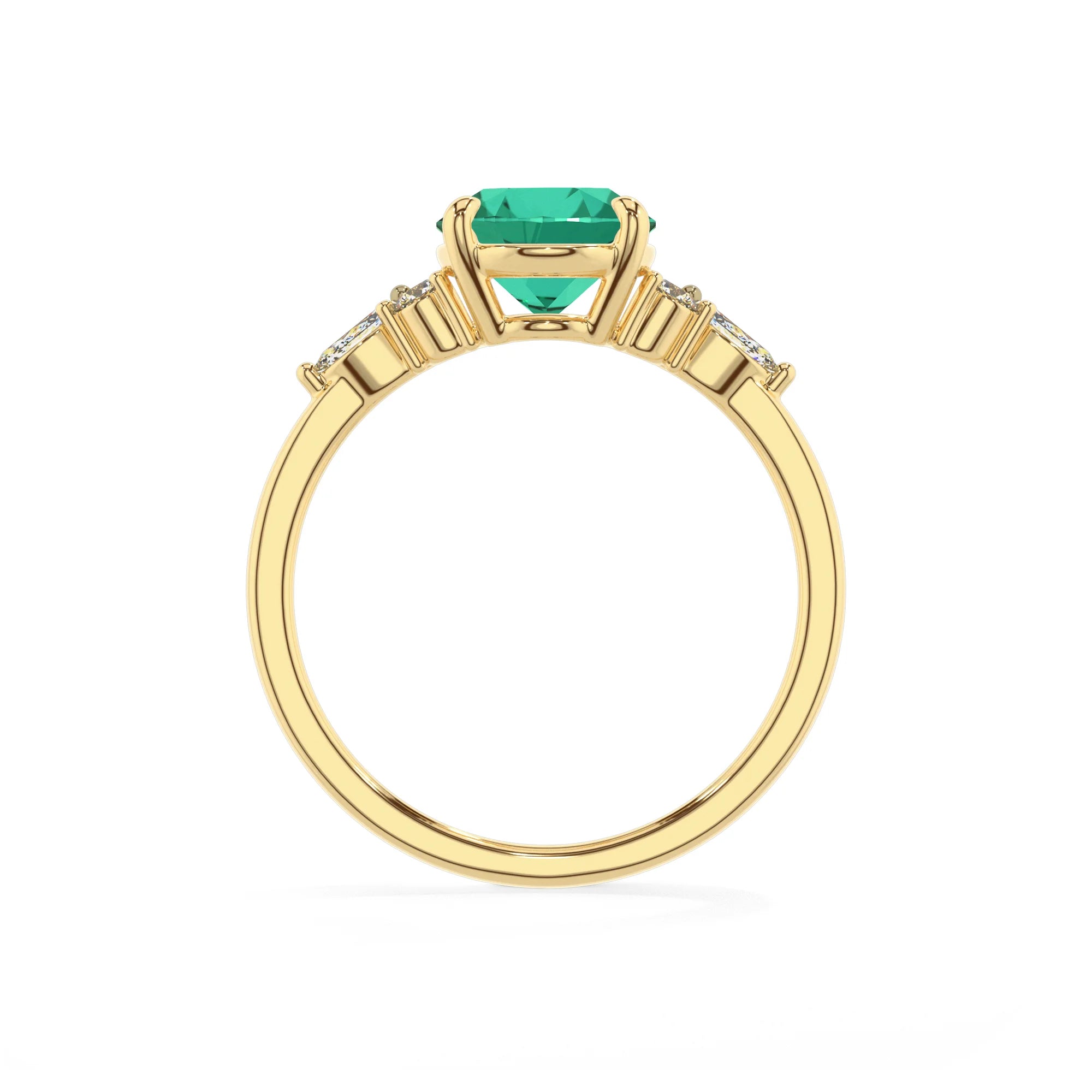 lab grown emerald oval solitaire rings in yellow gold