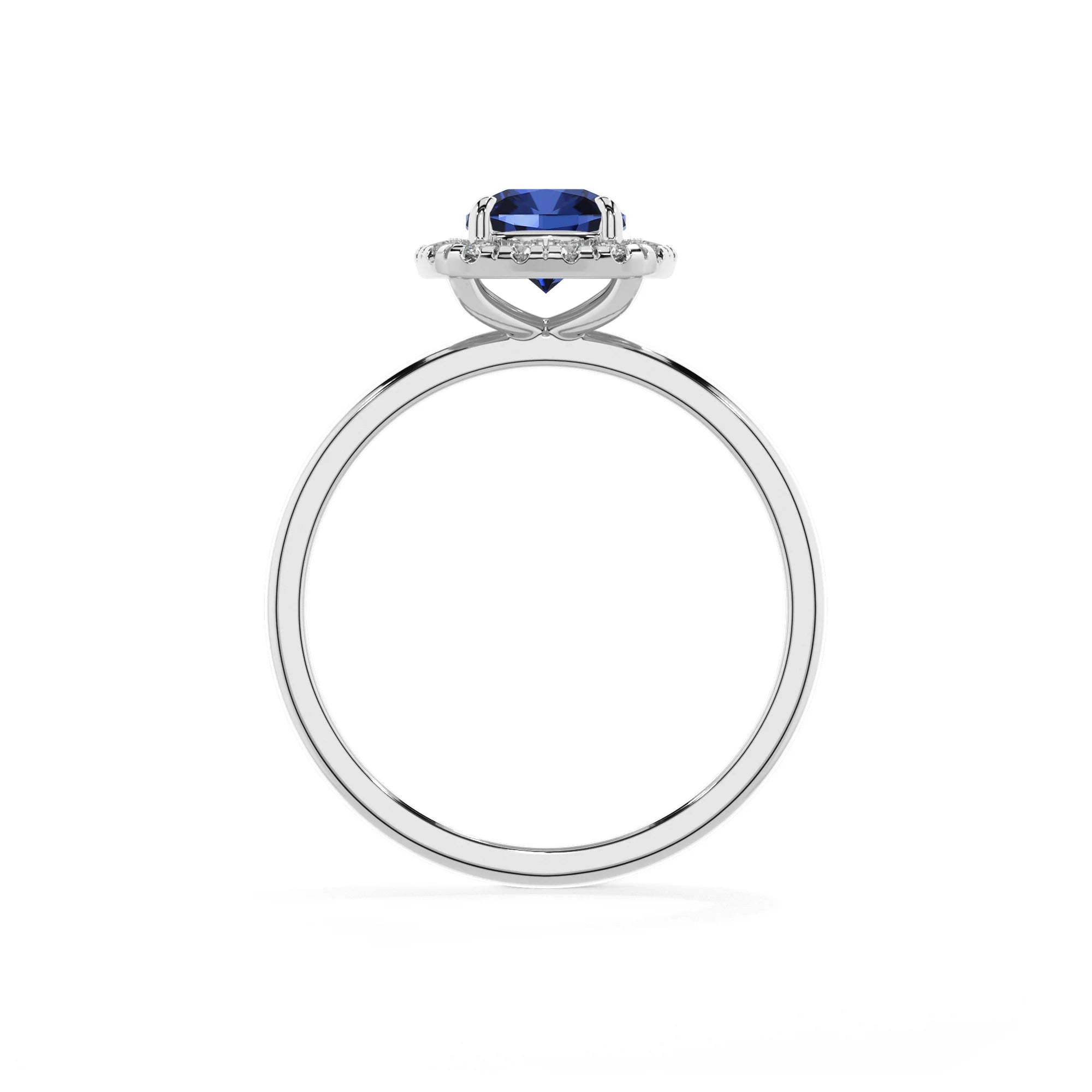 lab grown blue-sapphire cushion solitaire rings in platinum