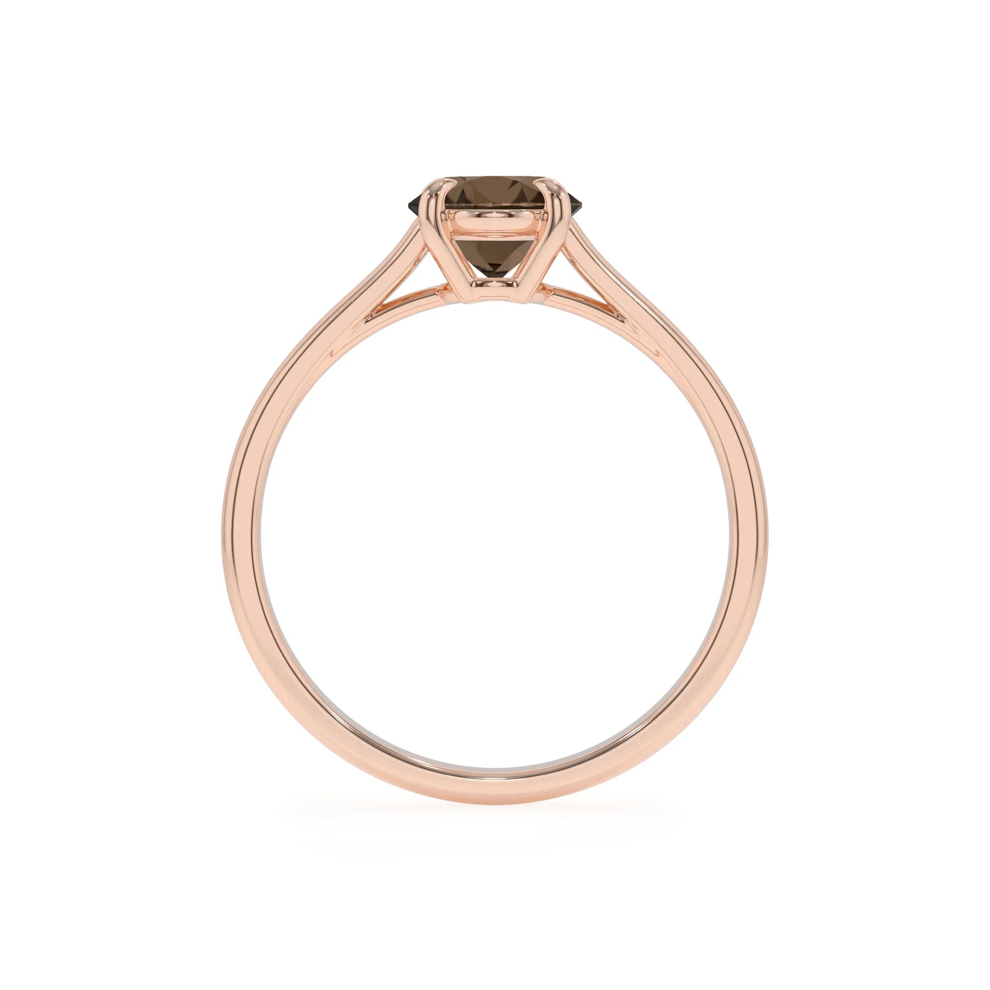 natural smoky-quartz oval solitaire rings in rose gold