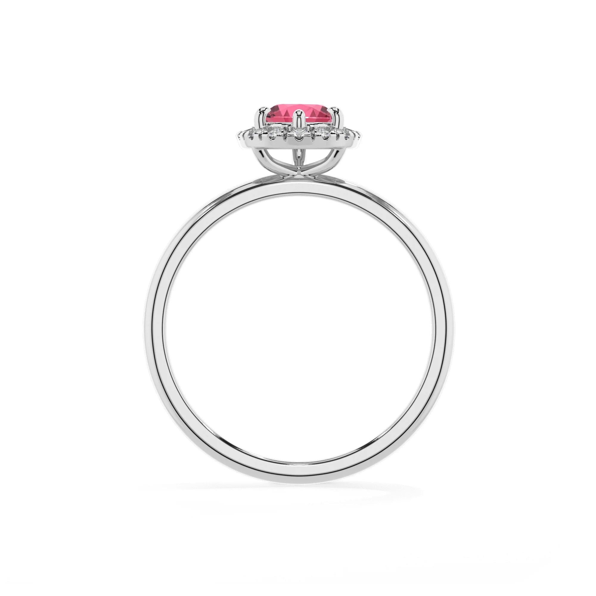 lab grown pink-tourmaline pear solitaire rings in platinum