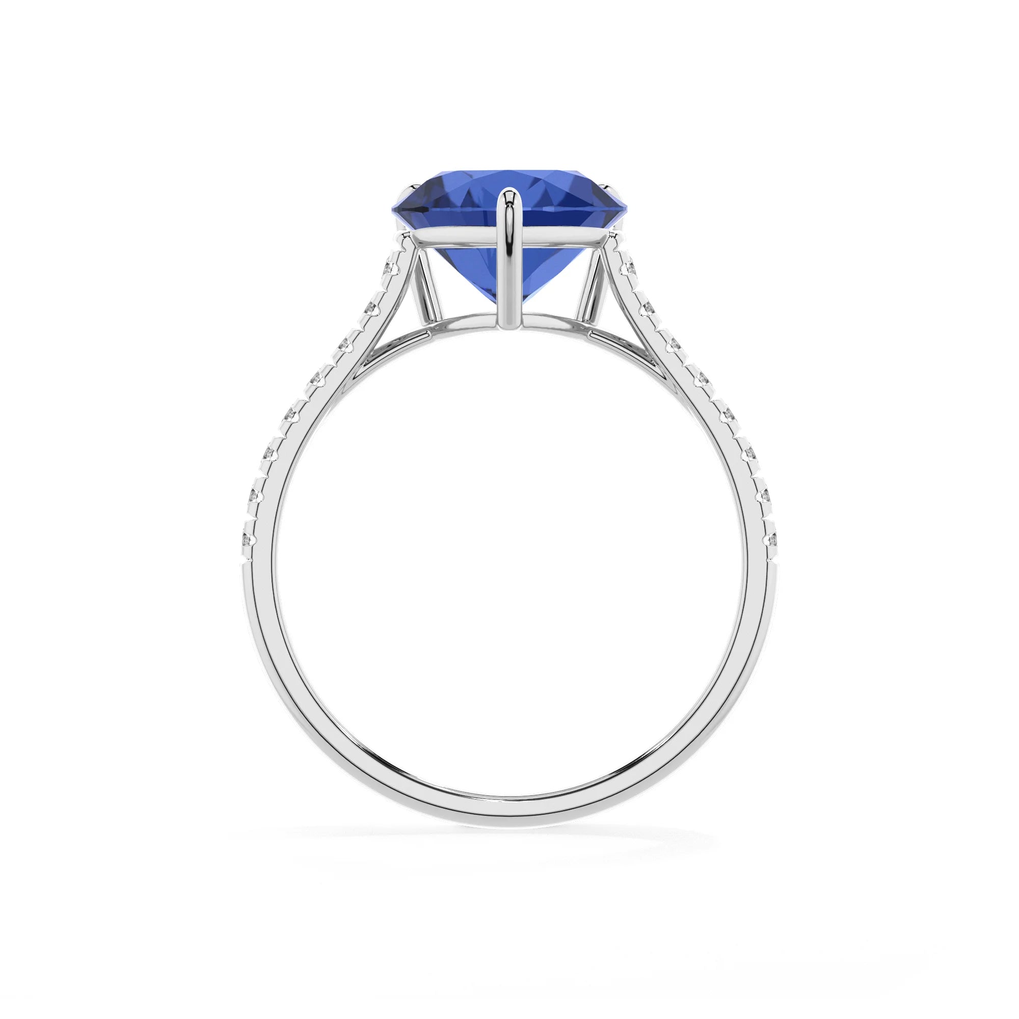 lab grown blue-sapphire heart half eternity solitaire engagement rings in white gold