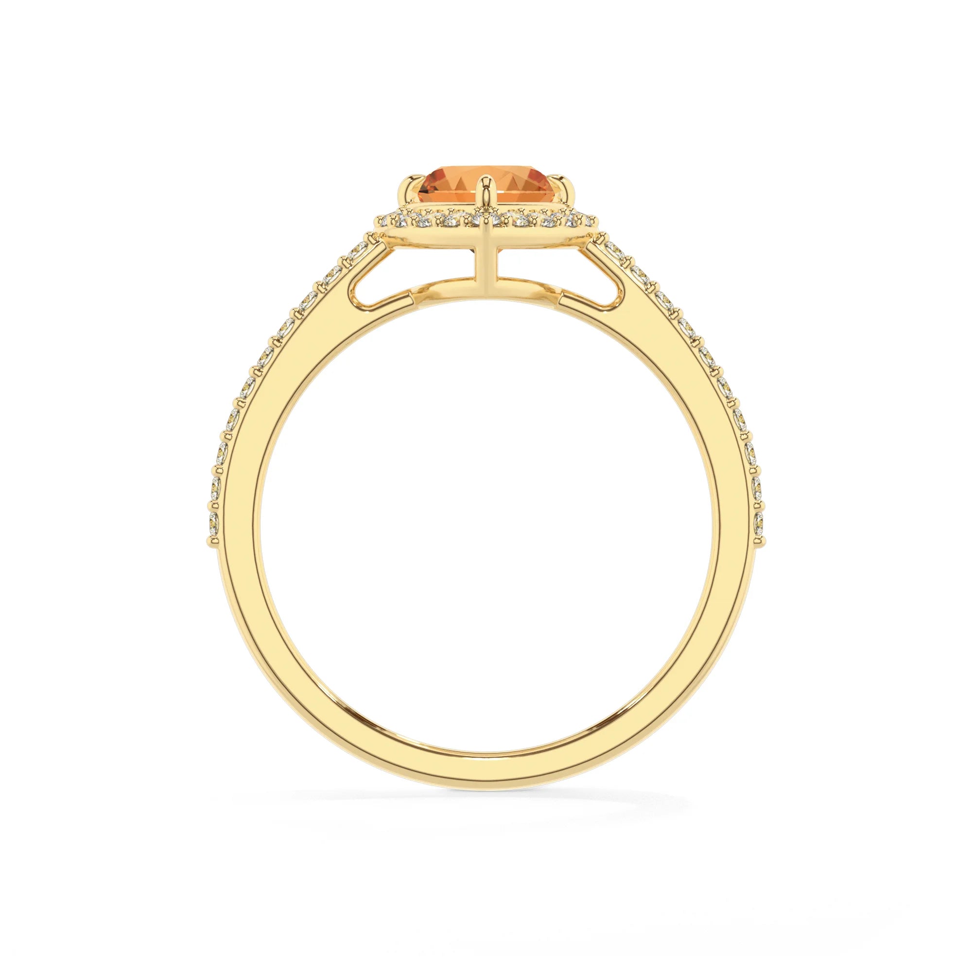 lab grown citrine heart solitaire rings in yellow gold