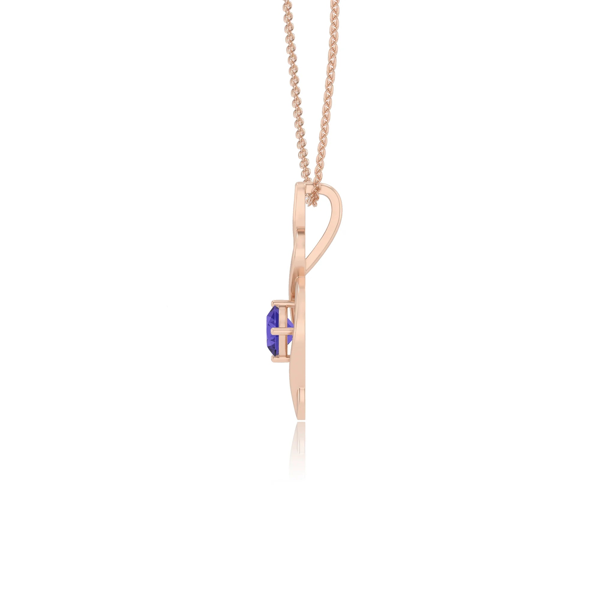 lab grown tanzanite round solitaire necklaces in rose gold