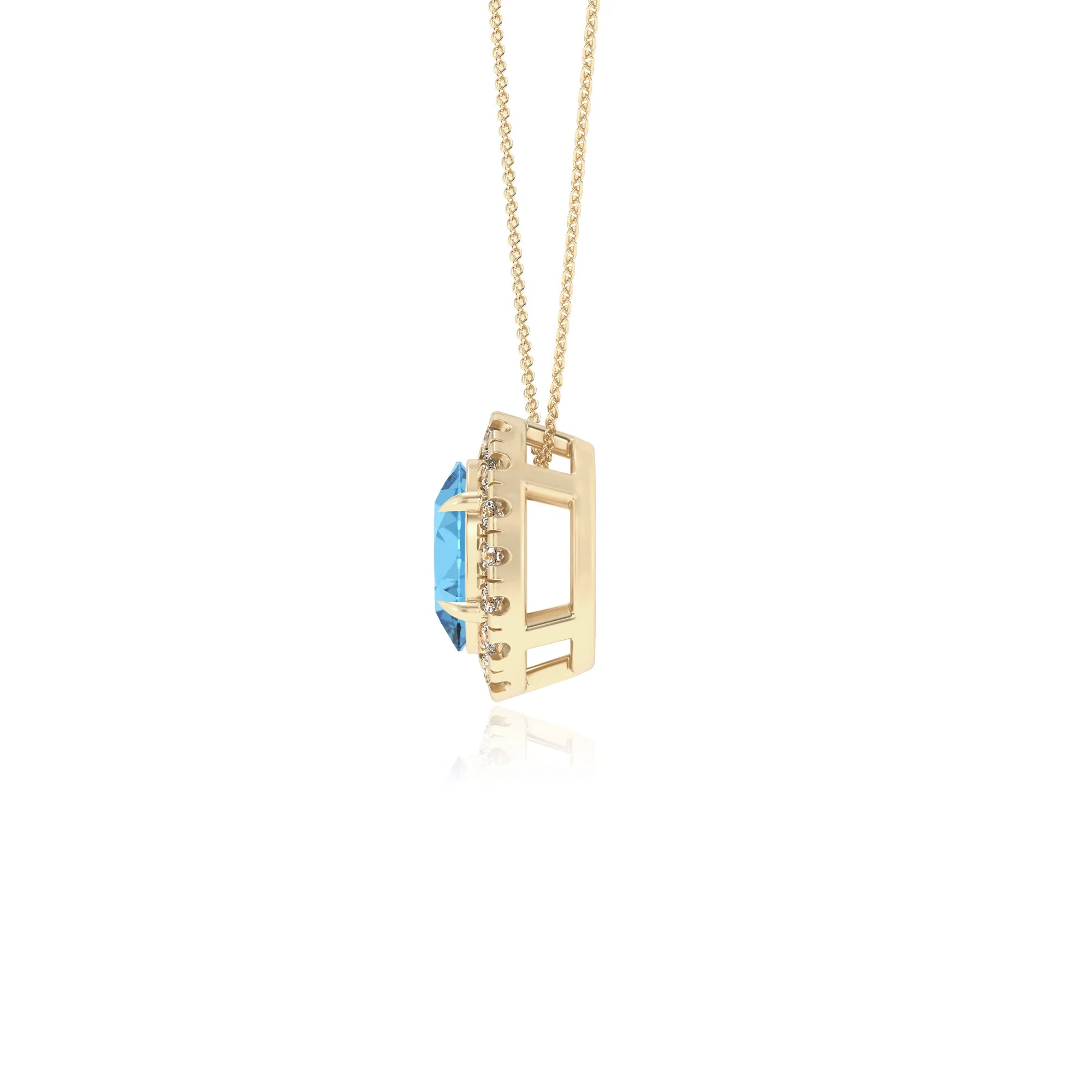 natural swiss blue topaz oval solitaire necklaces in yellow gold