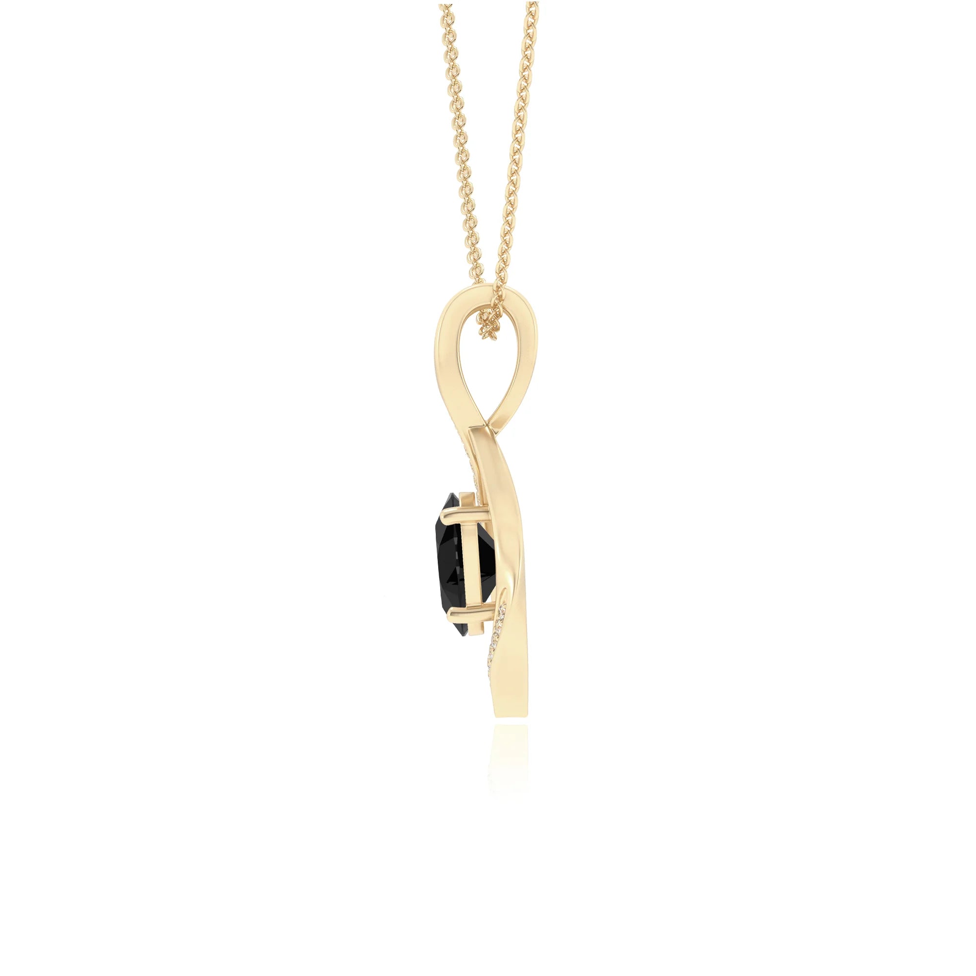 natural black-onyx oval solitaire necklaces in yellow gold